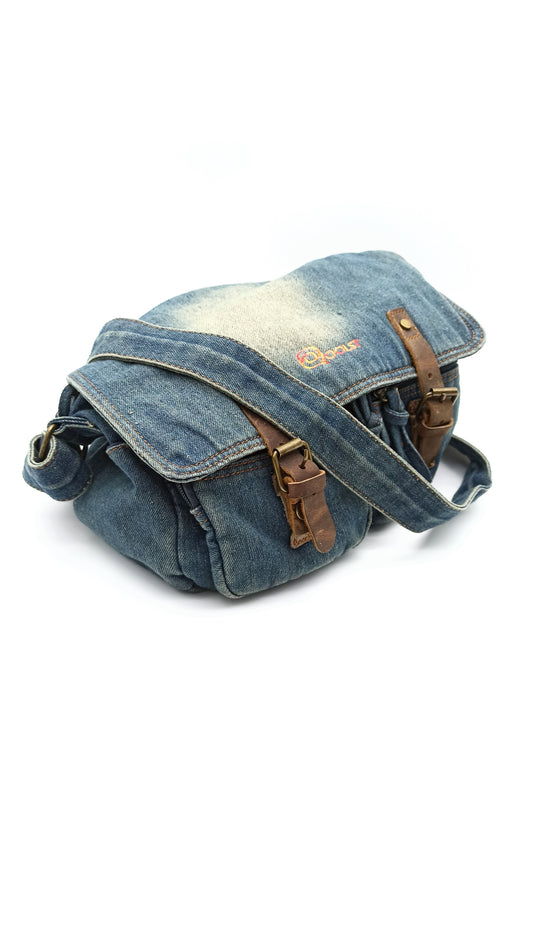 Bolso vaquero de moda sostenible para mujer y hombre bandolera Qoolst Denim Daddy Bag