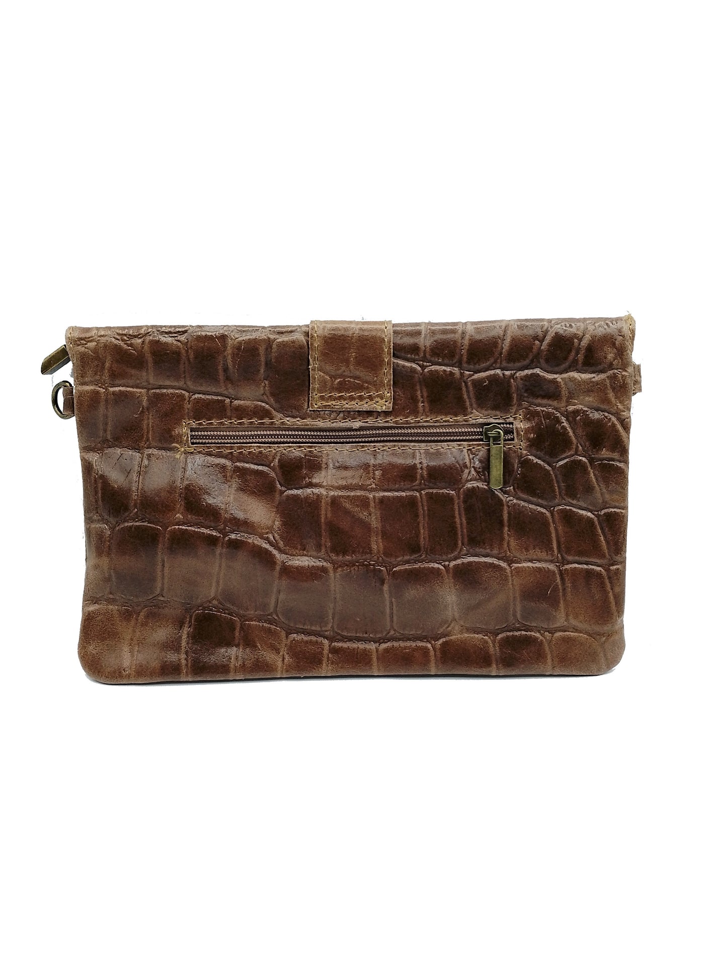Bolso de mujer cartera de piel con broche metálico grabado Qoolst cocodrilo