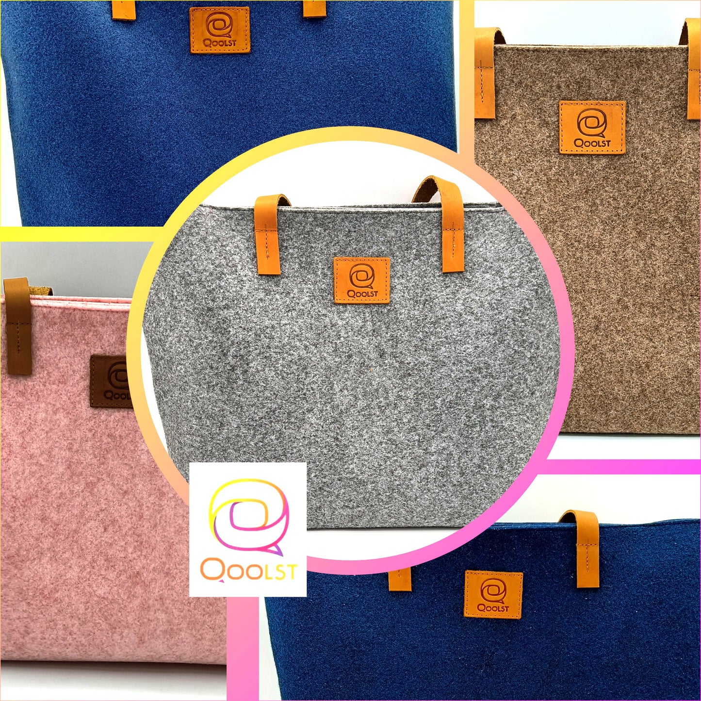 Sac cabas à bandoulière et à main en feutre recyclé Qoolst pour femme