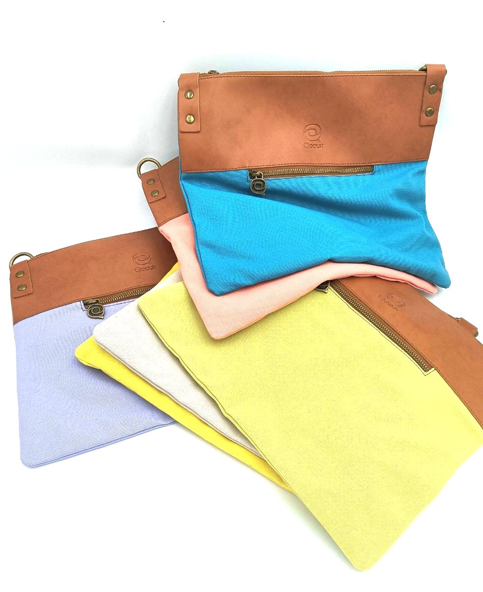 Sac bandoulière en coton et cuir régénéré Candy Qoolst pour femme et homme