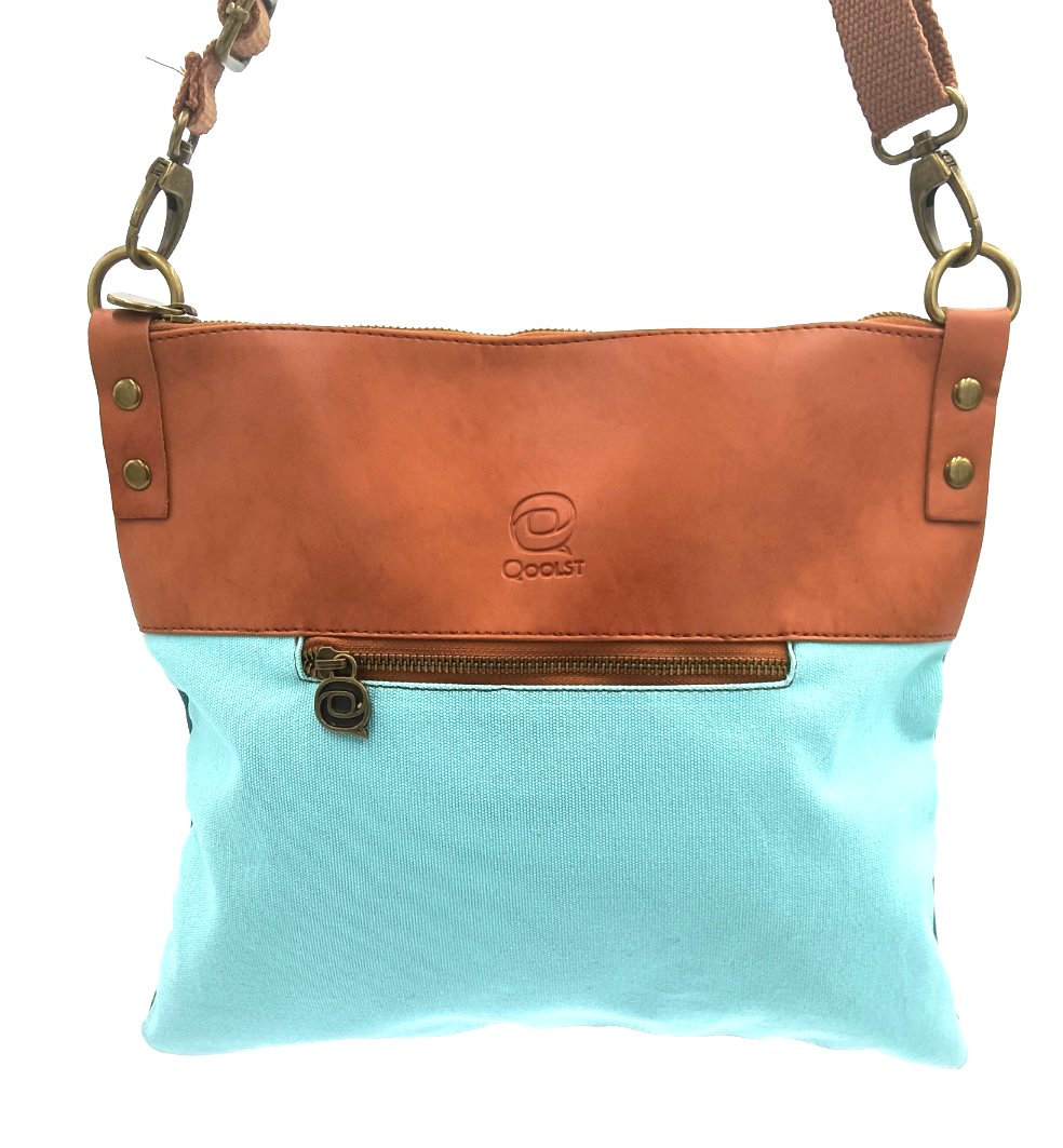 Sac bandoulière en coton et cuir régénéré Candy Qoolst pour femme et homme