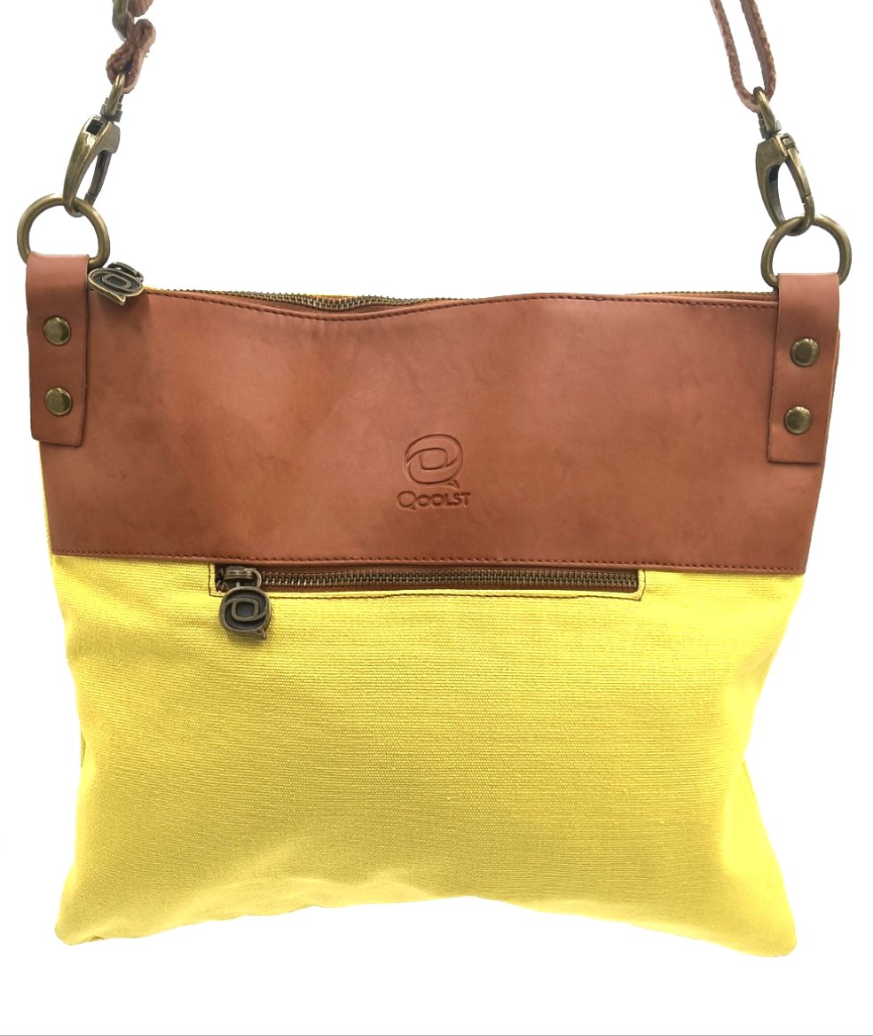 Sac bandoulière en coton et cuir régénéré Candy Qoolst pour femme et homme