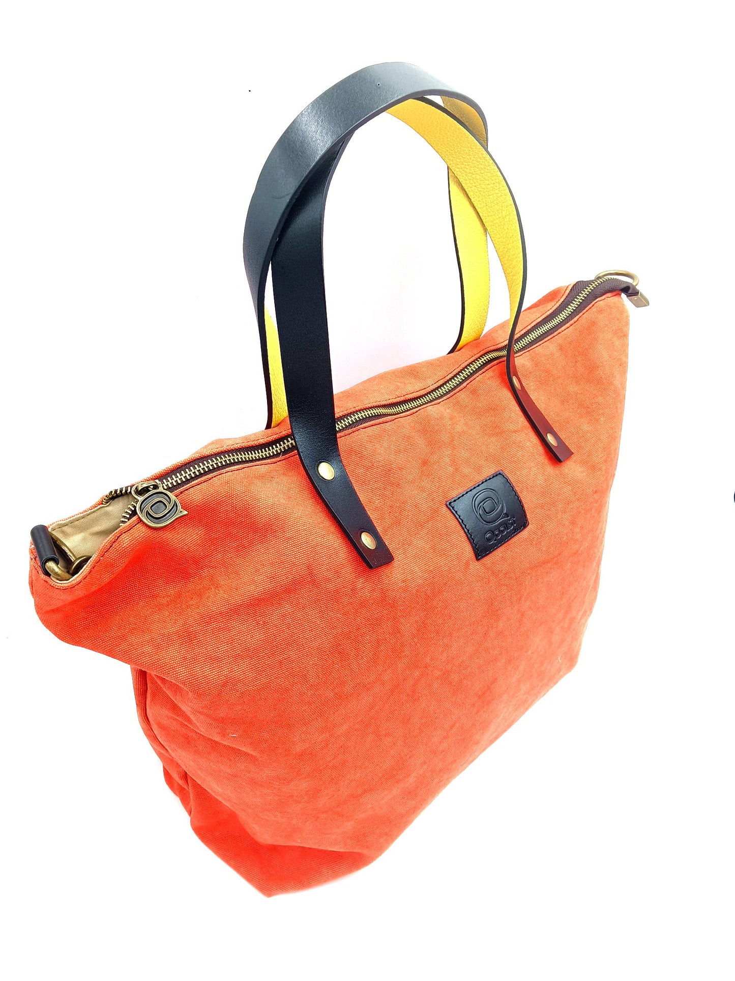 Sac pour femme et homme main et épaule Shopper Trotter cuir et toile de coton Qoolst