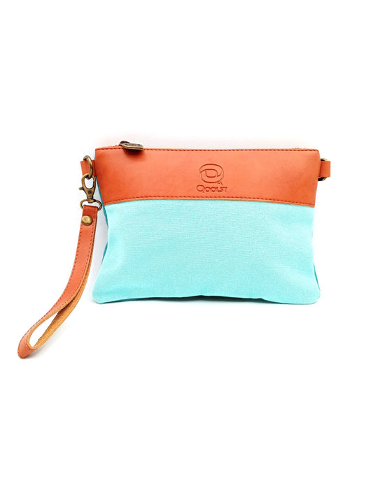 Bolso cartera de mujer y hombre Qoolst Mini candy algodón bicolor y piel regenerada