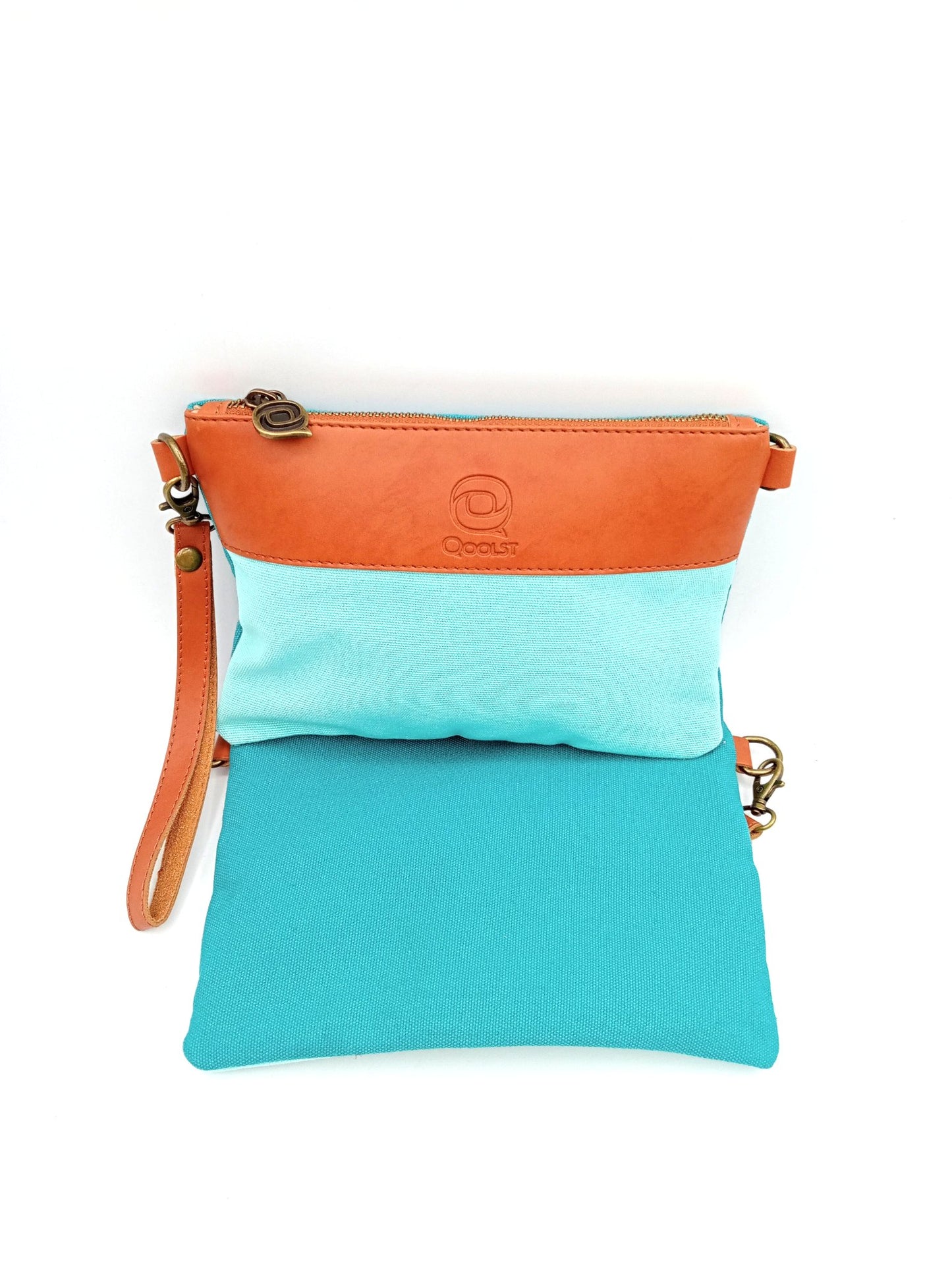Sac portefeuille pour femme et homme Qoolst Mini candy bicolore en coton et cuir régénéré