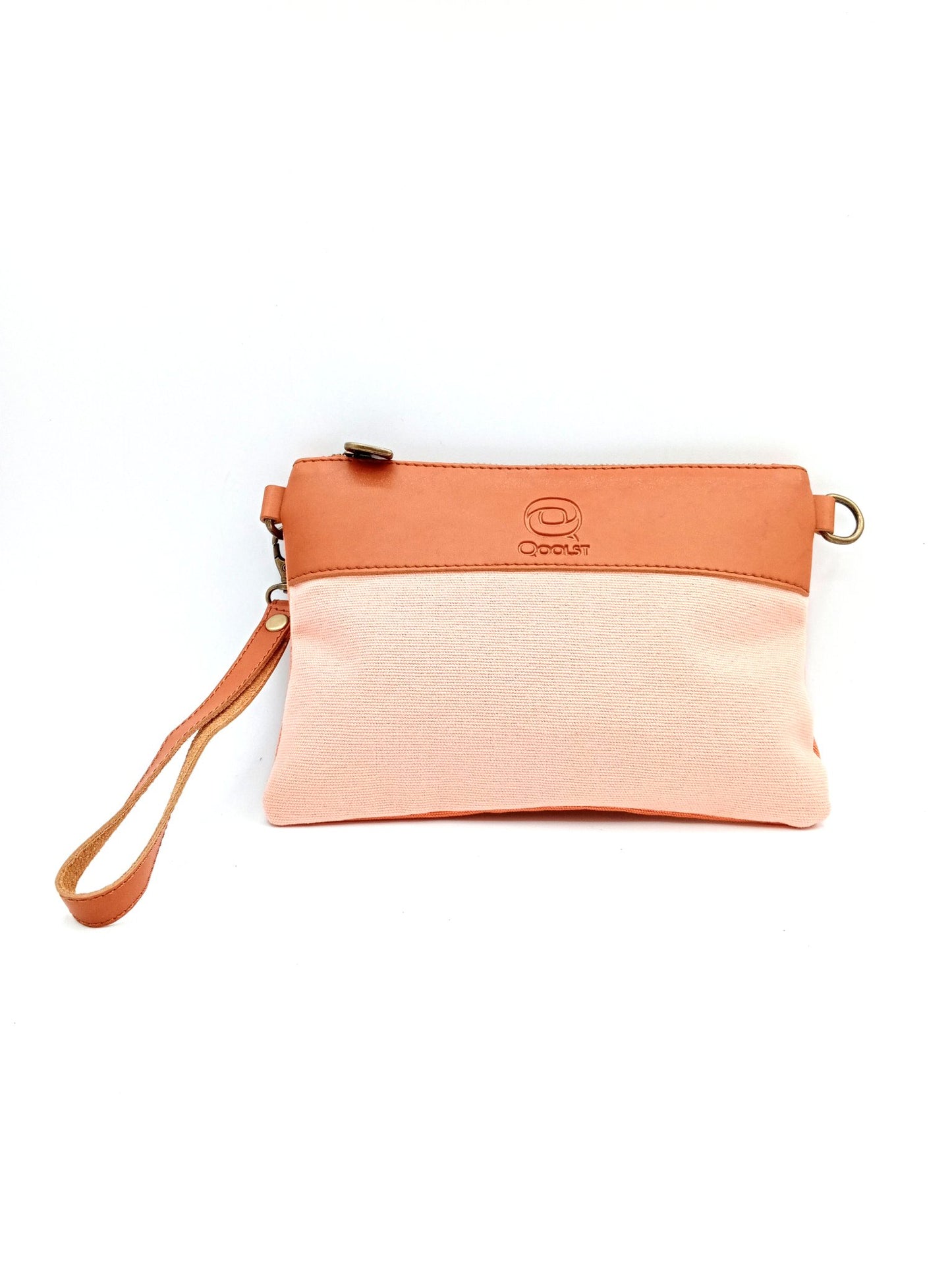 Sac portefeuille pour femme et homme Qoolst Mini candy bicolore en coton et cuir régénéré