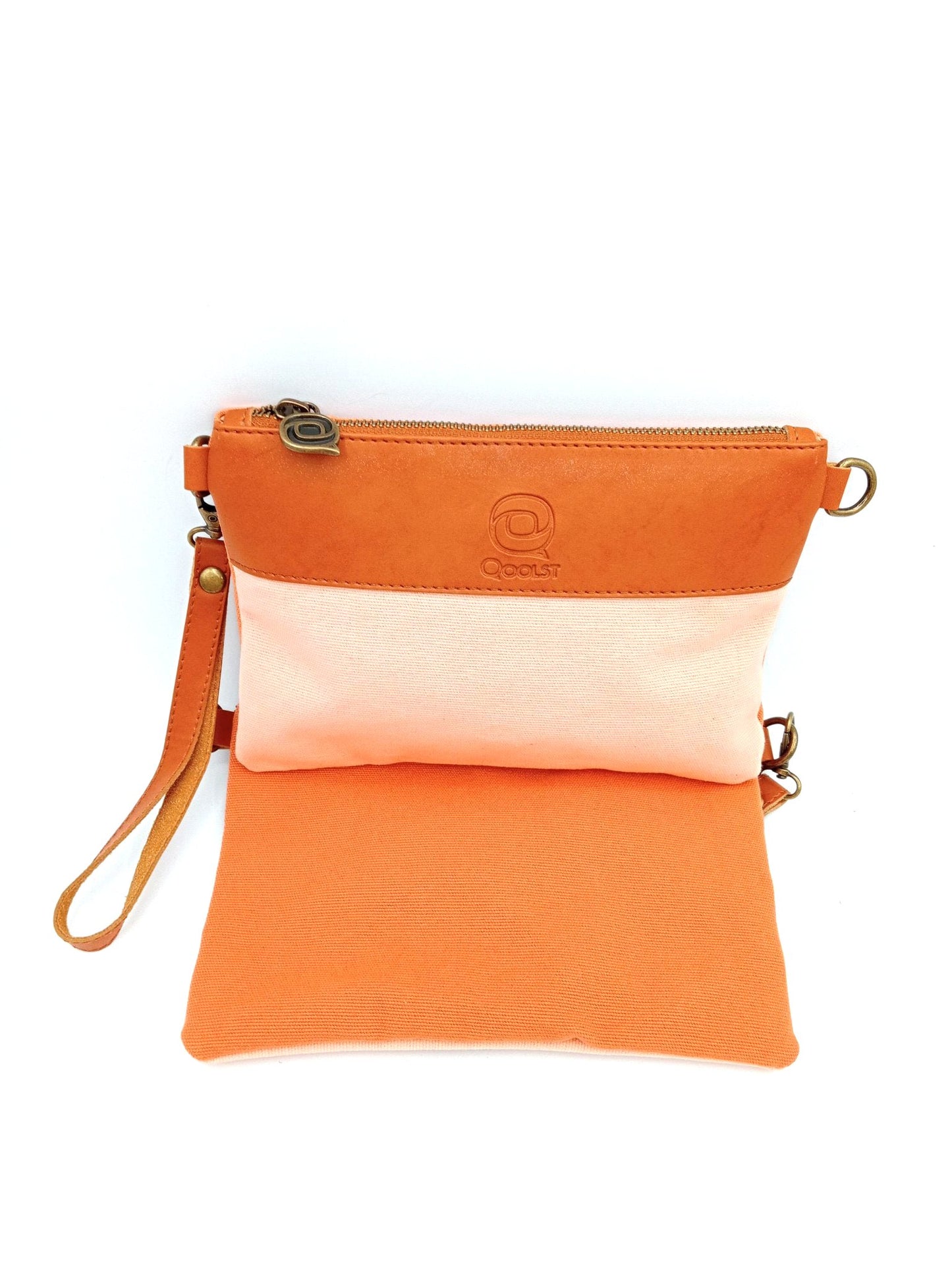 Sac portefeuille pour femme et homme Qoolst Mini candy bicolore en coton et cuir régénéré