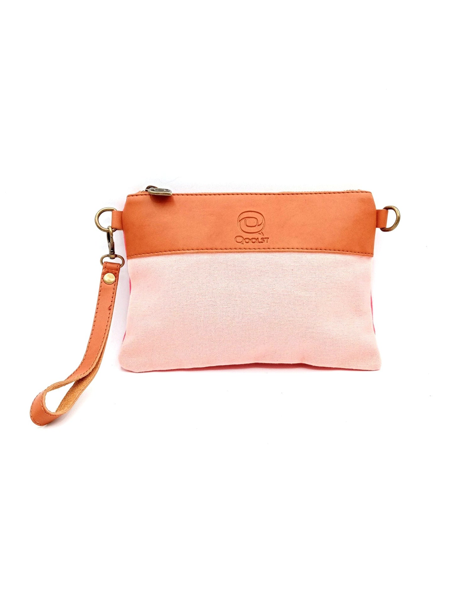Sac portefeuille pour femme et homme Qoolst Mini candy bicolore en coton et cuir régénéré