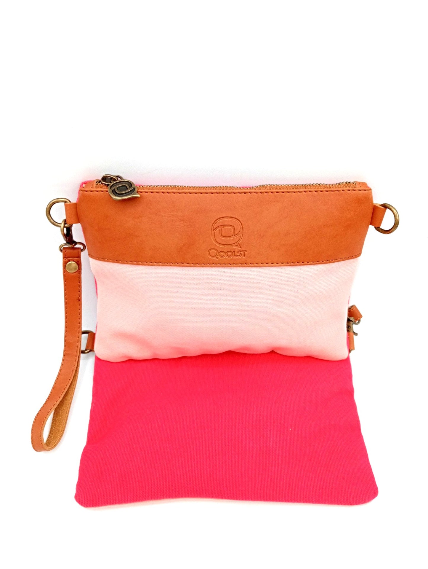 Sac portefeuille pour femme et homme Qoolst Mini candy bicolore en coton et cuir régénéré