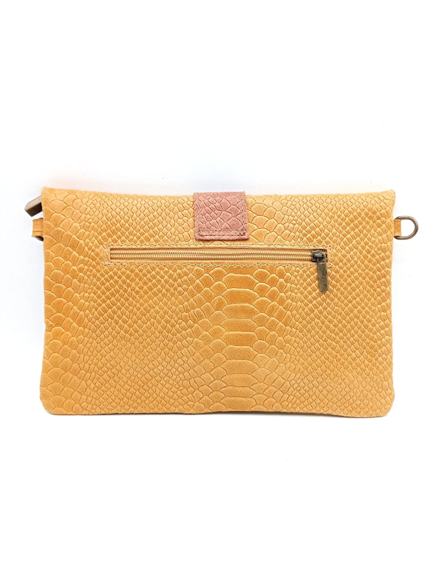 Sac portefeuille femme en cuir bicolore avec fermoir en métal Qoolst