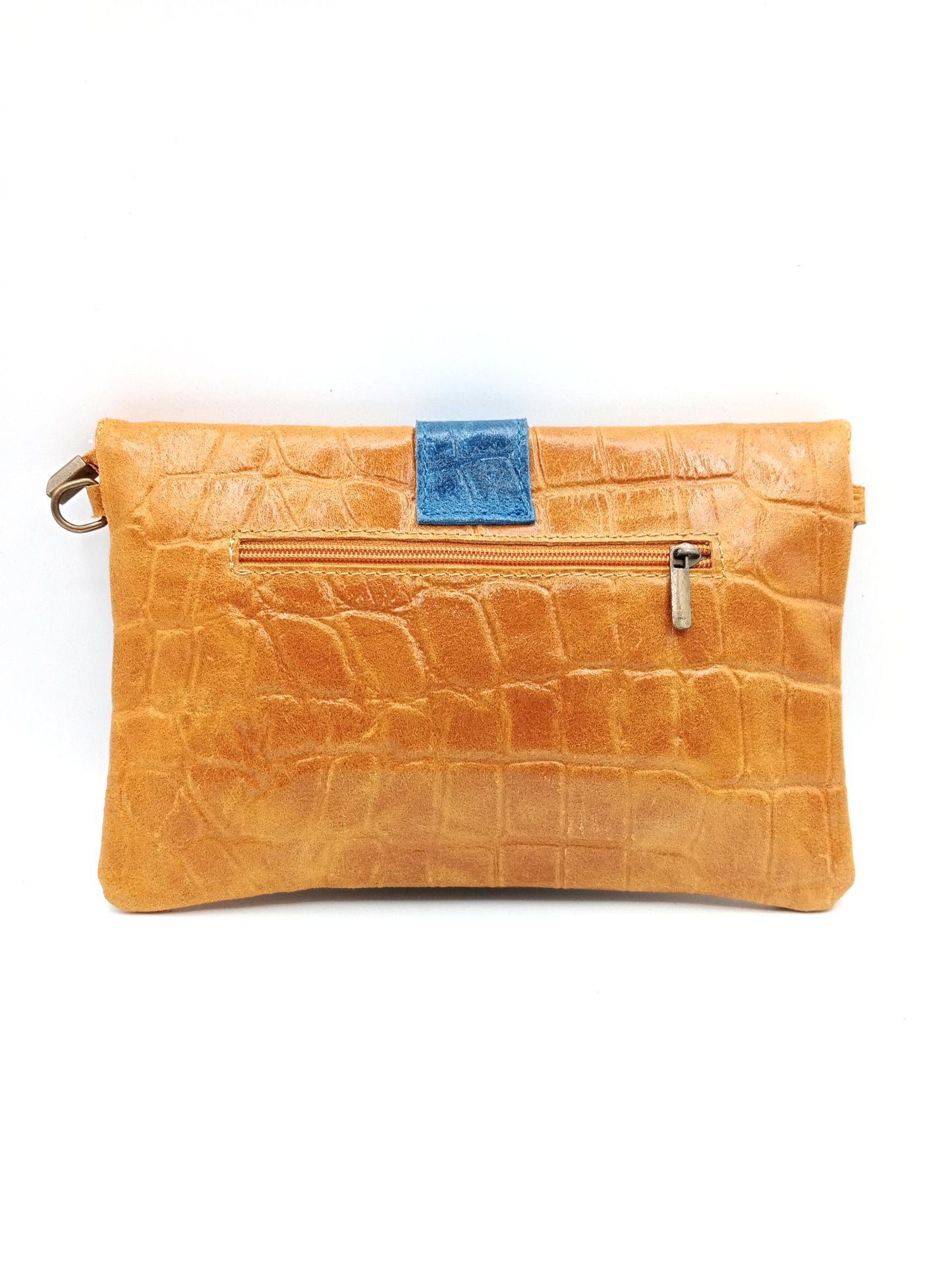 Sac portefeuille femme en cuir bicolore avec fermoir en métal Qoolst