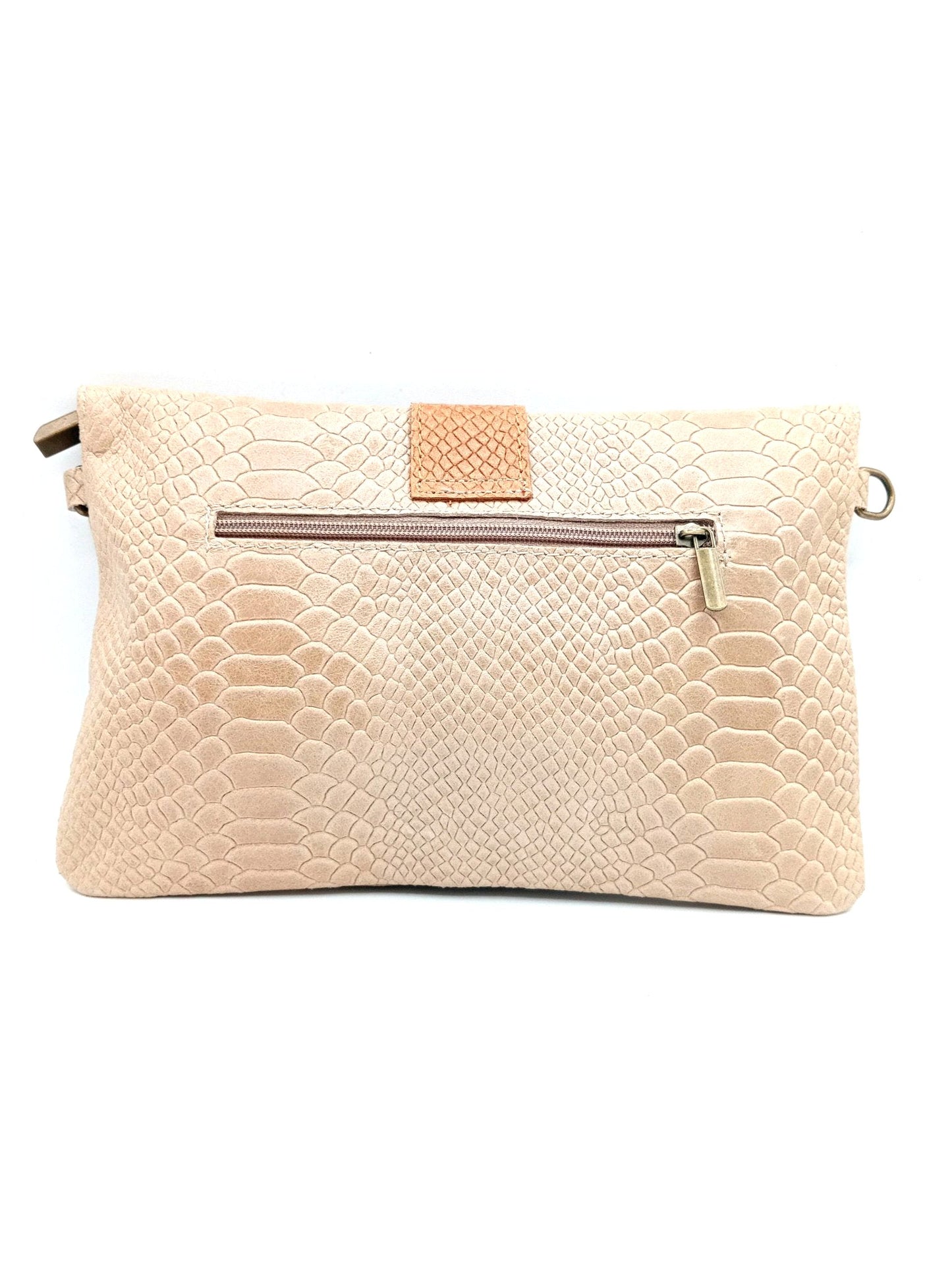 Sac portefeuille femme en cuir bicolore avec fermoir en métal Qoolst