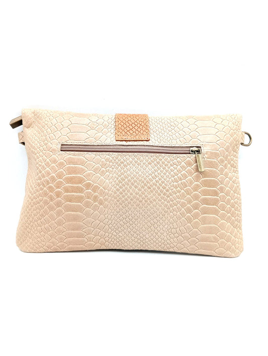 Bolso de mujer cartera de piel bicolor con broche metálico Qoolst