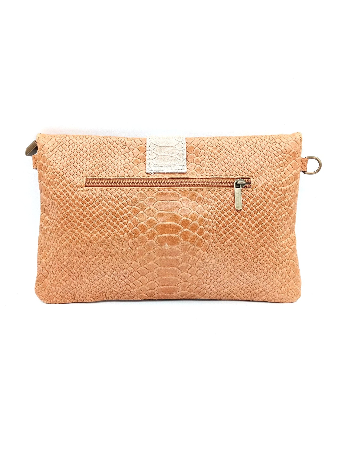 Sac portefeuille femme en cuir bicolore avec fermoir en métal Qoolst
