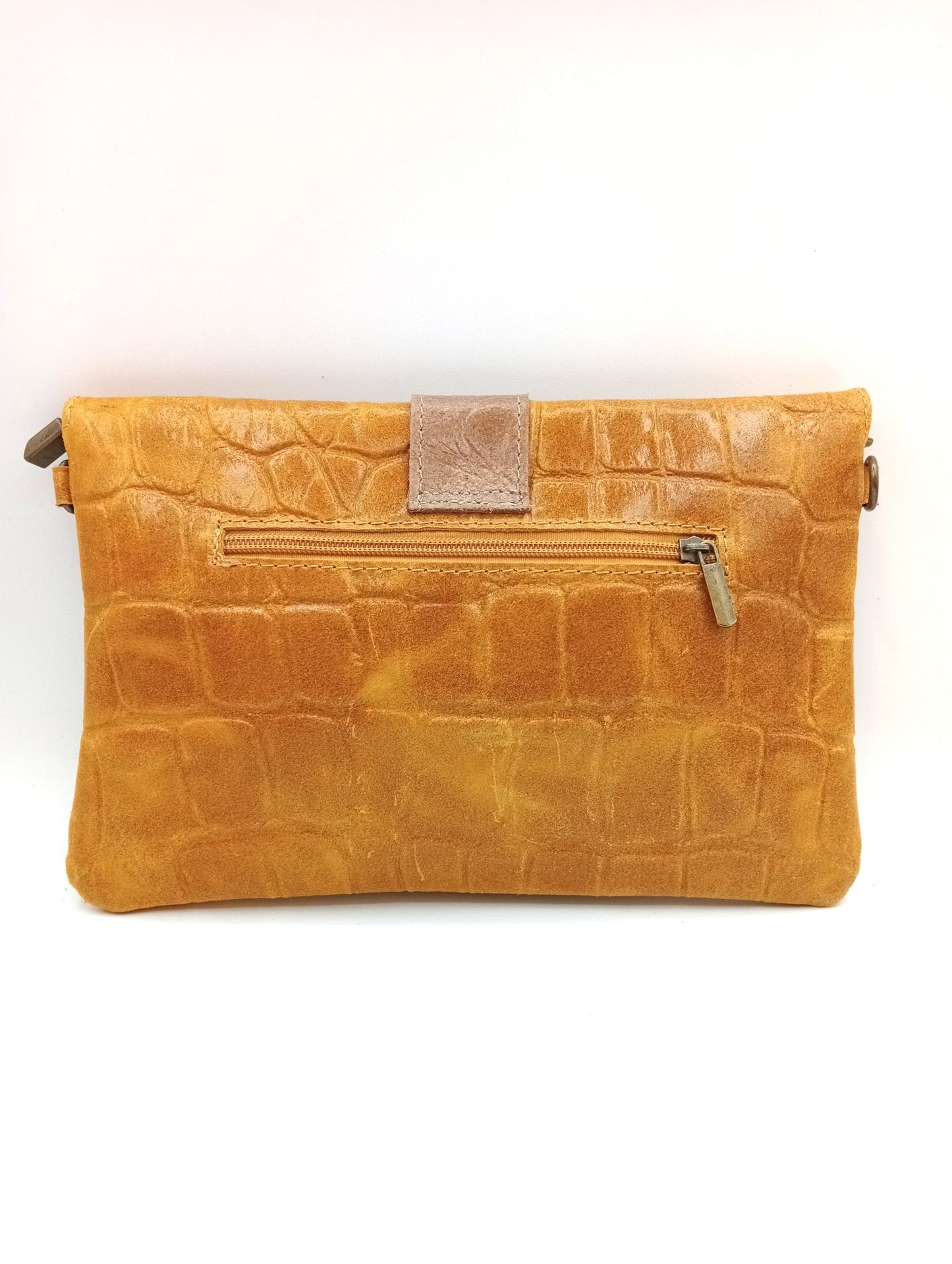 Sac portefeuille femme en cuir bicolore avec fermoir en métal Qoolst