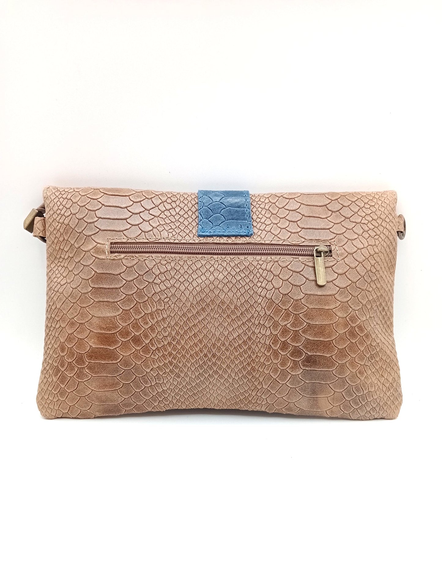 Sac portefeuille femme en cuir bicolore avec fermoir en métal Qoolst