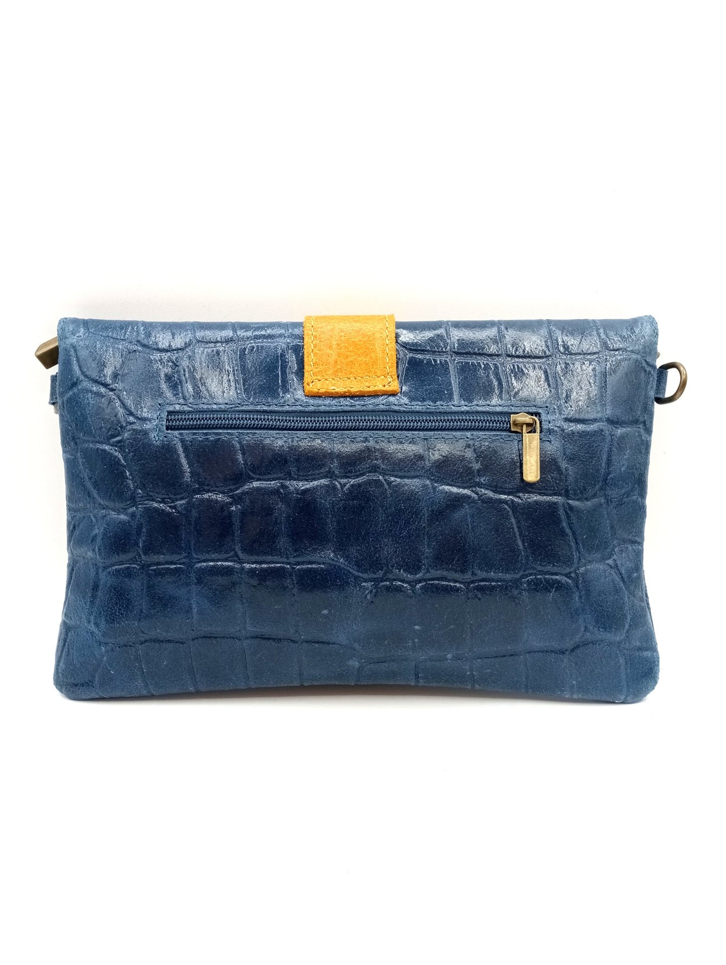 Sac portefeuille femme en cuir bicolore avec fermoir en métal Qoolst