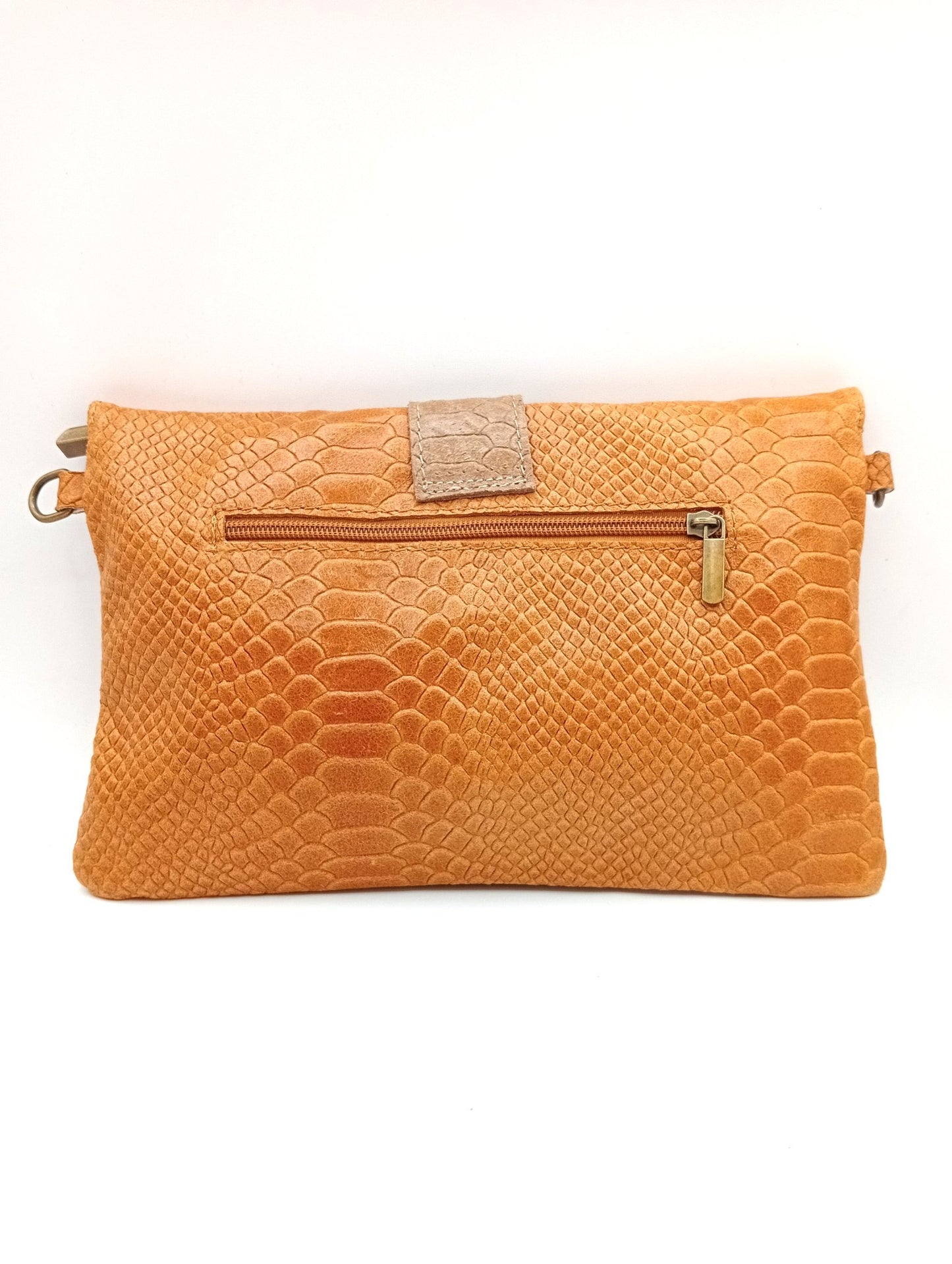 Sac portefeuille femme en cuir bicolore avec fermoir en métal Qoolst