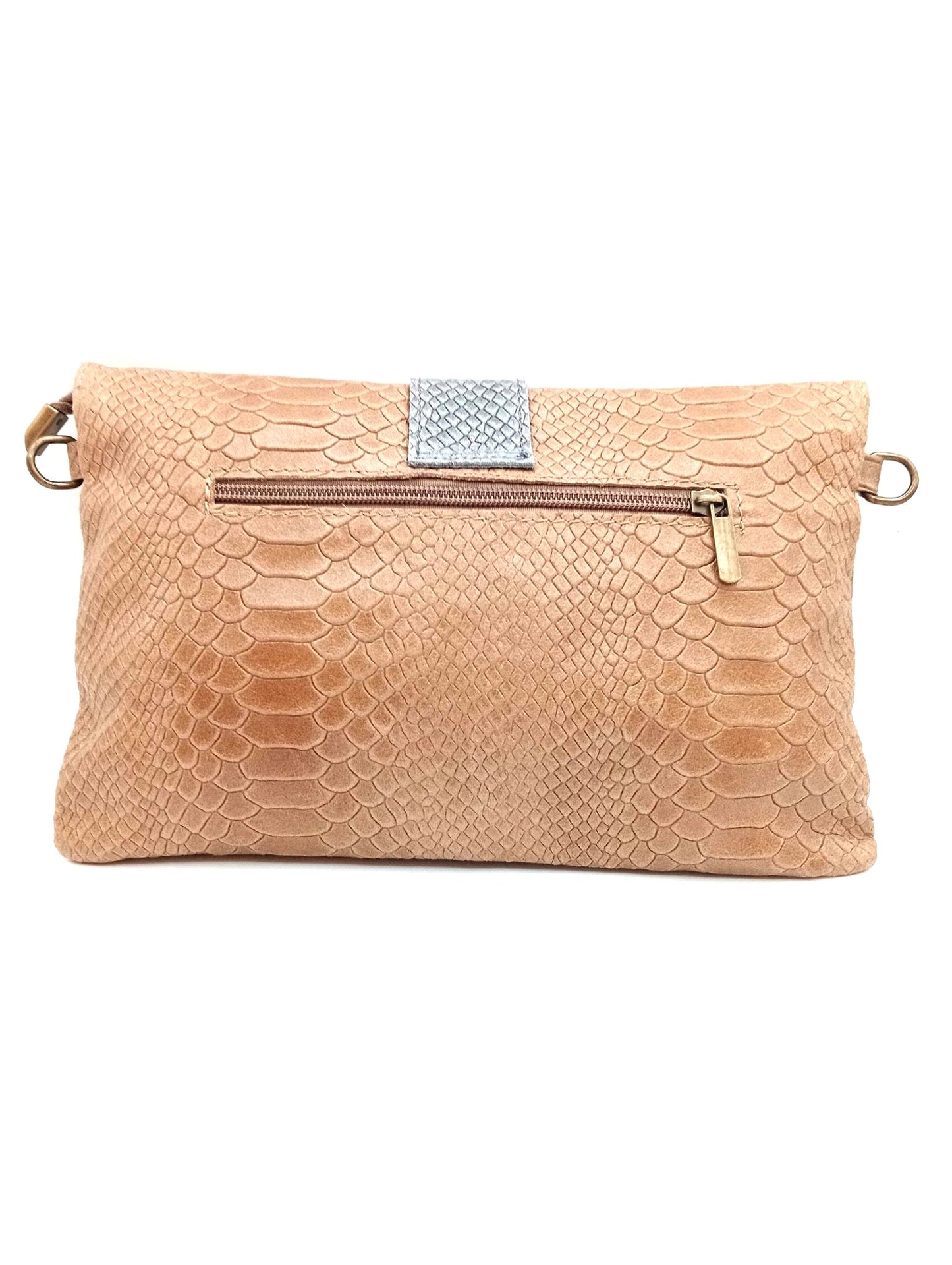 Sac portefeuille femme en cuir bicolore avec fermoir en métal Qoolst