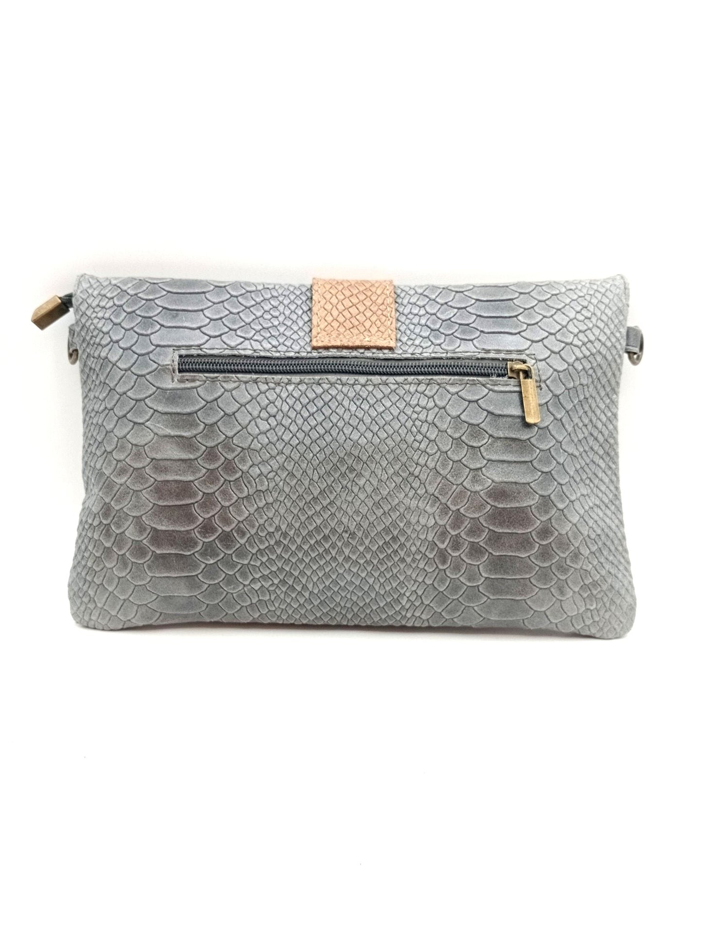 Sac portefeuille femme en cuir bicolore avec fermoir en métal Qoolst