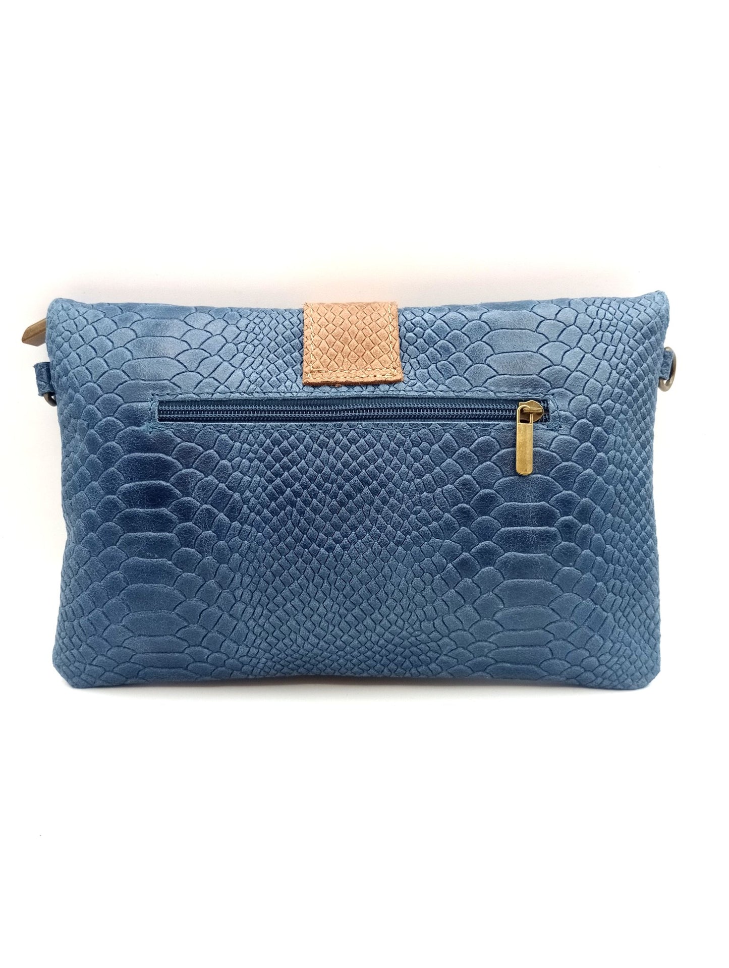 Sac portefeuille femme en cuir bicolore avec fermoir en métal Qoolst