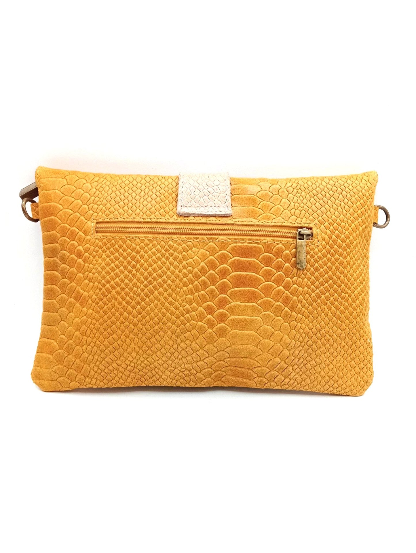 Sac portefeuille femme en cuir bicolore avec fermoir en métal Qoolst