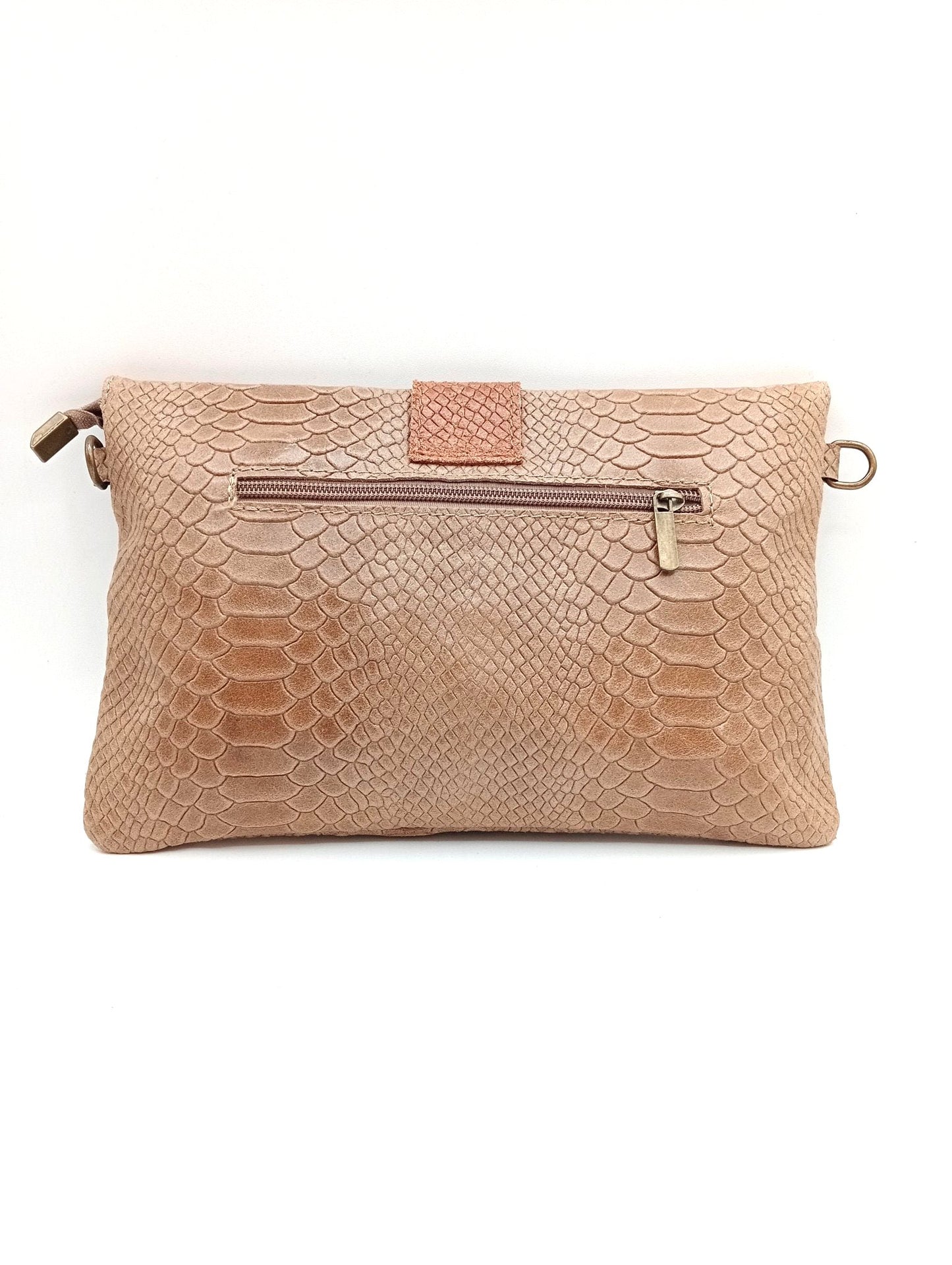 Sac portefeuille femme en cuir bicolore avec fermoir en métal Qoolst