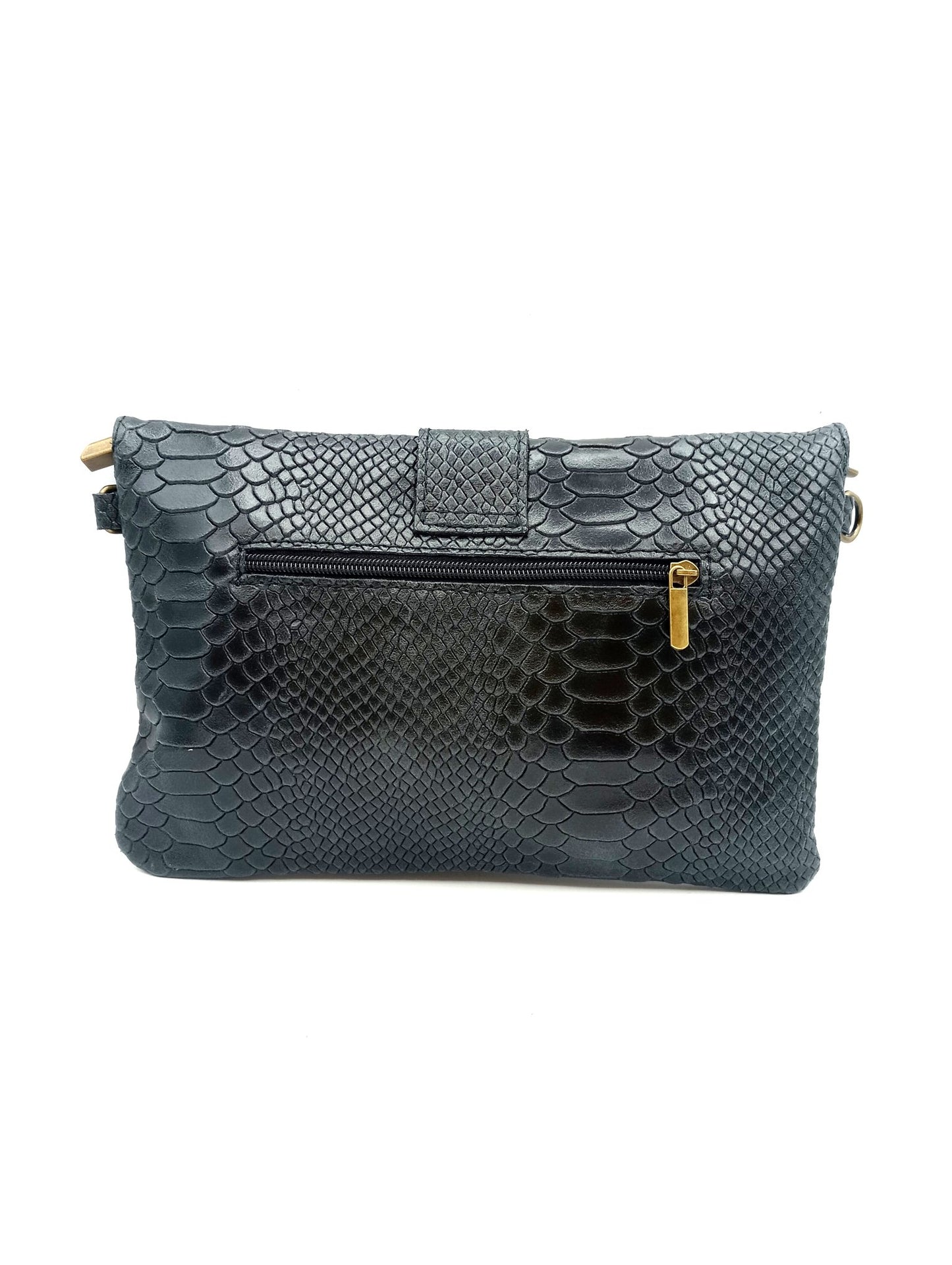 Sac portefeuille femme en cuir avec fermoir en métal gravé serpent Qoolst