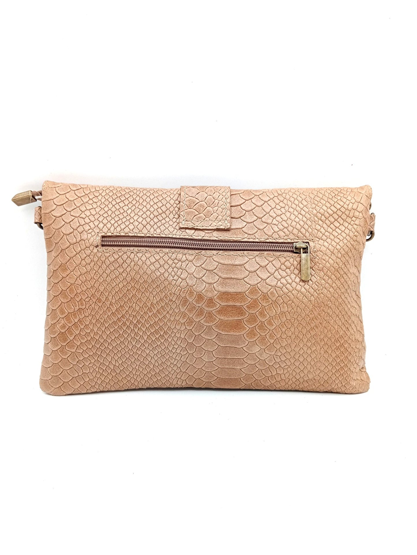 Sac portefeuille femme en cuir avec fermoir en métal gravé serpent Qoolst