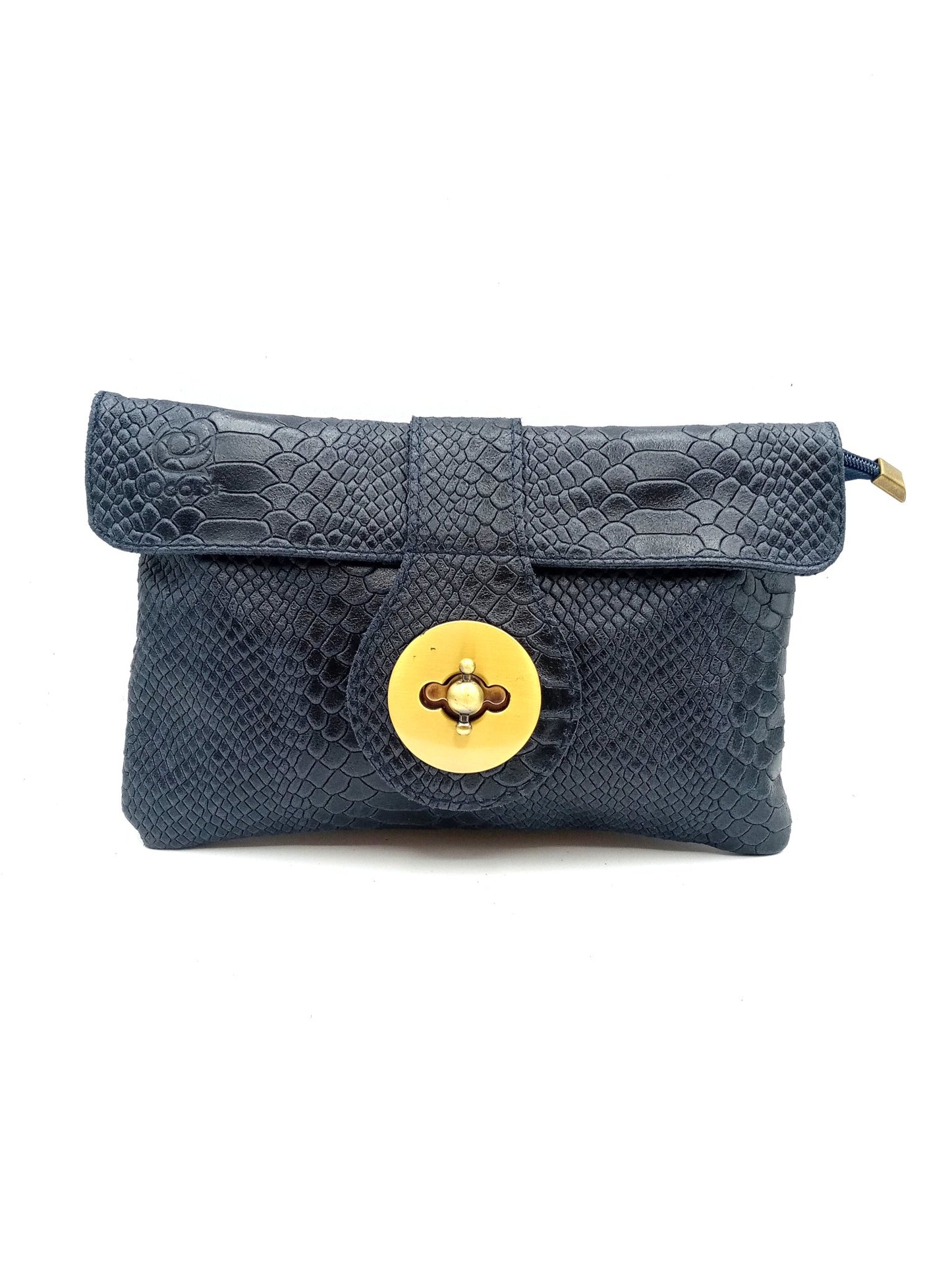 Sac portefeuille femme en cuir avec fermoir en métal gravé serpent Qoolst