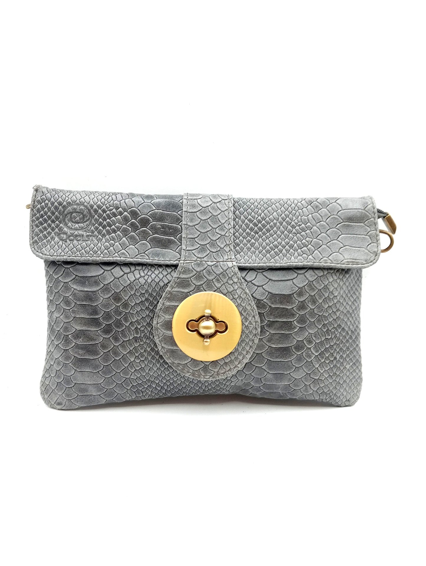 Sac portefeuille femme en cuir avec fermoir en métal gravé serpent Qoolst