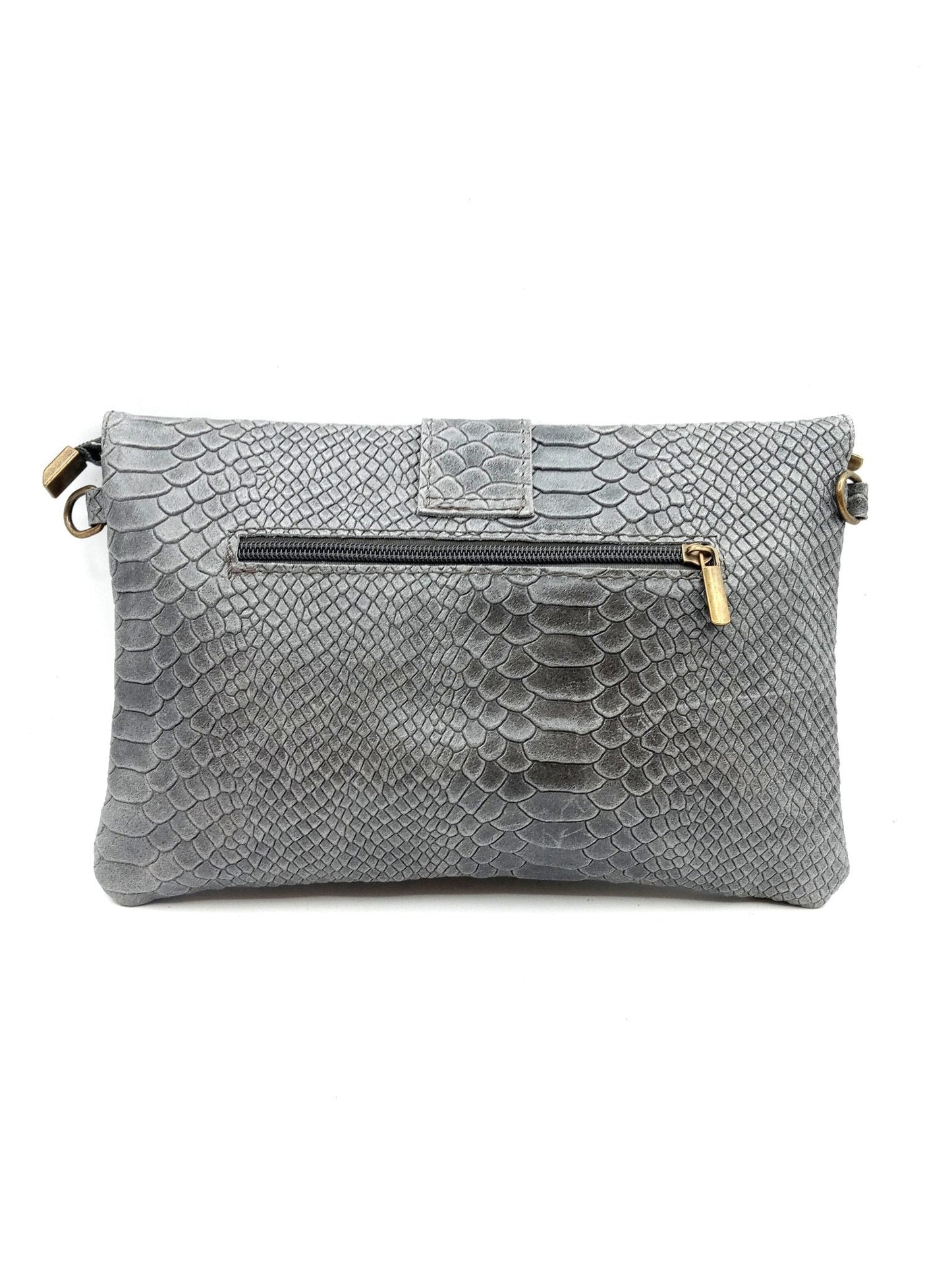 Sac portefeuille femme en cuir avec fermoir en métal gravé serpent Qoolst