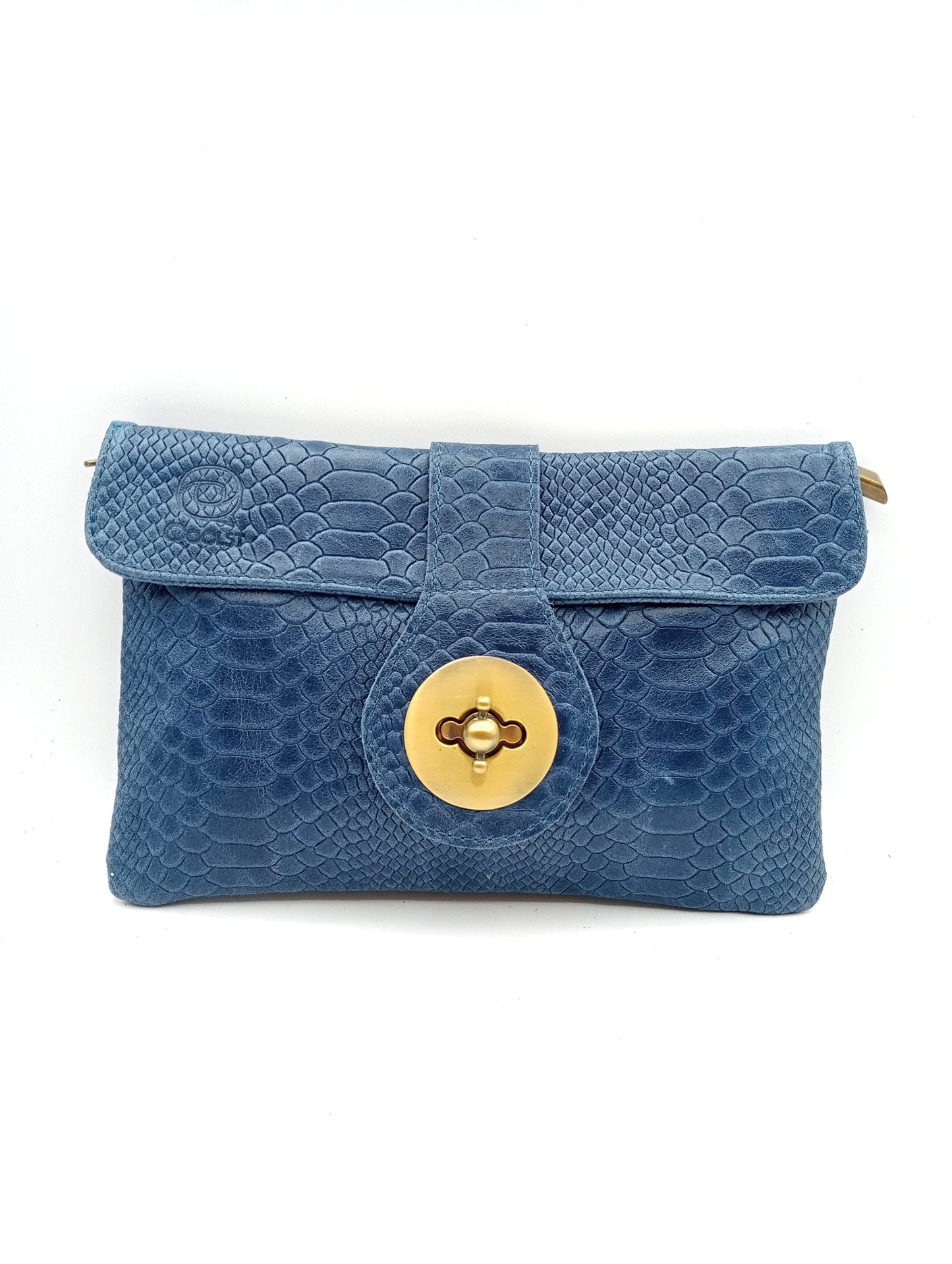 Sac portefeuille femme en cuir avec fermoir en métal gravé serpent Qoolst