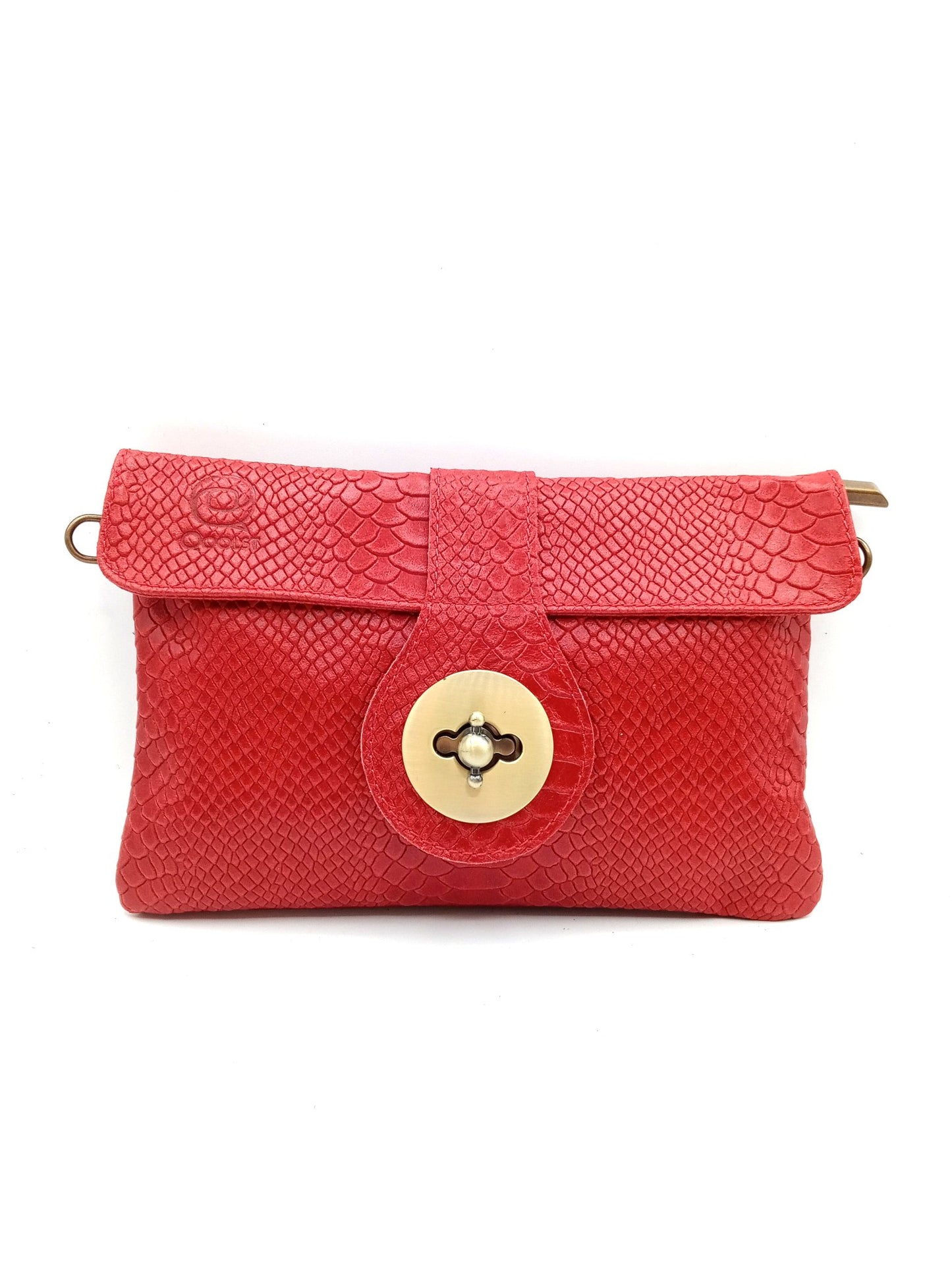 Sac portefeuille femme en cuir avec fermoir en métal gravé serpent Qoolst