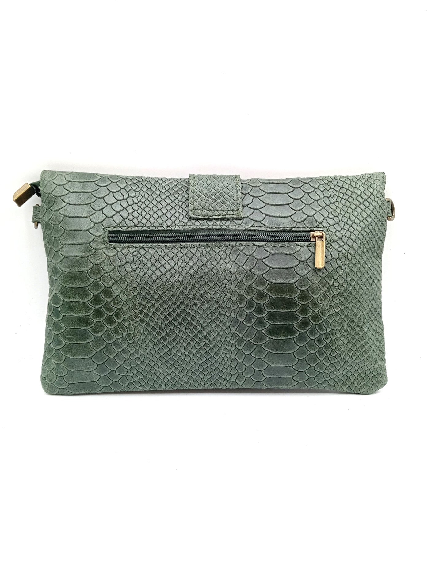 Sac portefeuille femme en cuir avec fermoir en métal gravé serpent Qoolst