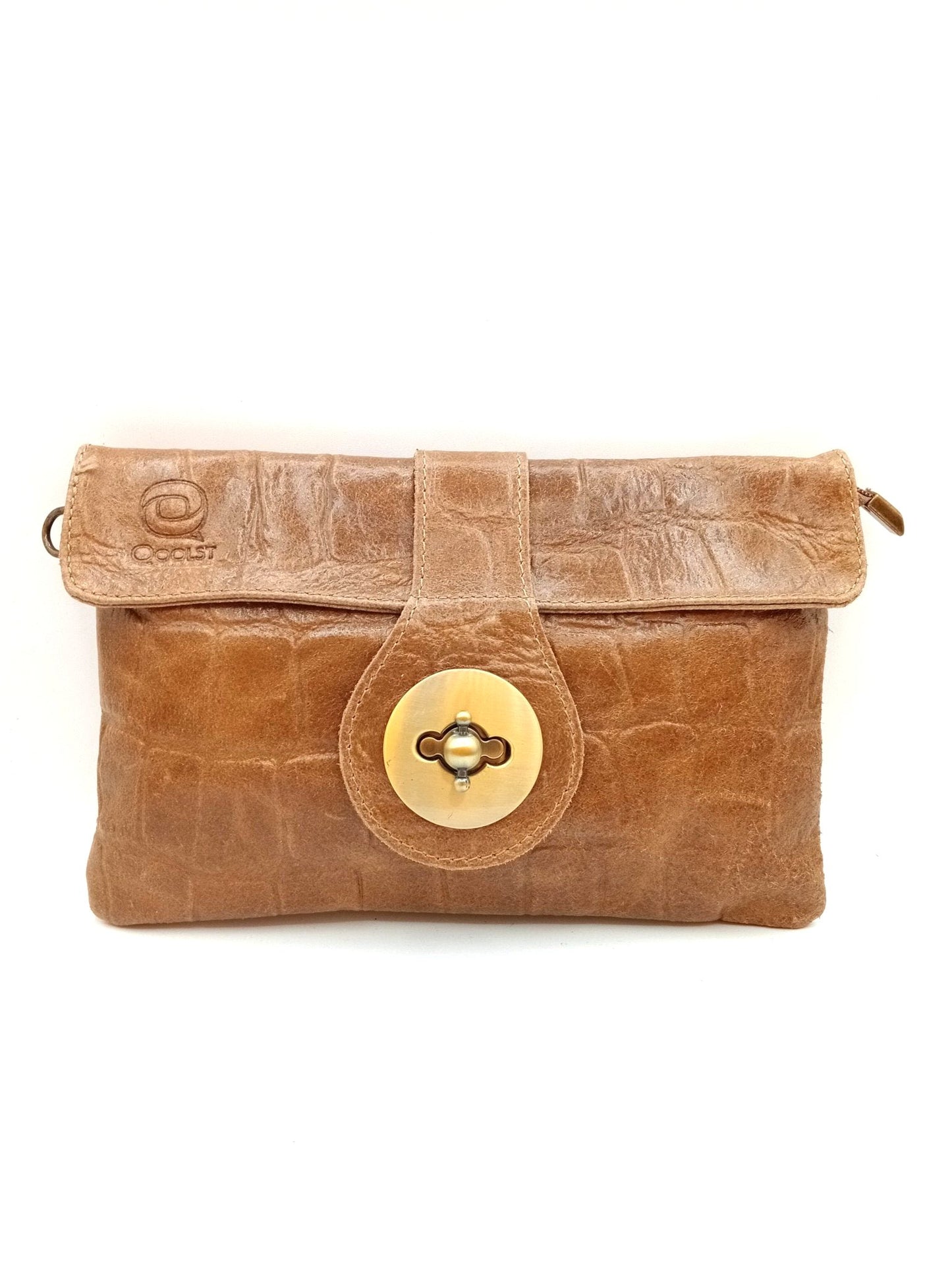 Sac portefeuille femme en cuir avec fermoir en métal gravé crocodile Qoolst