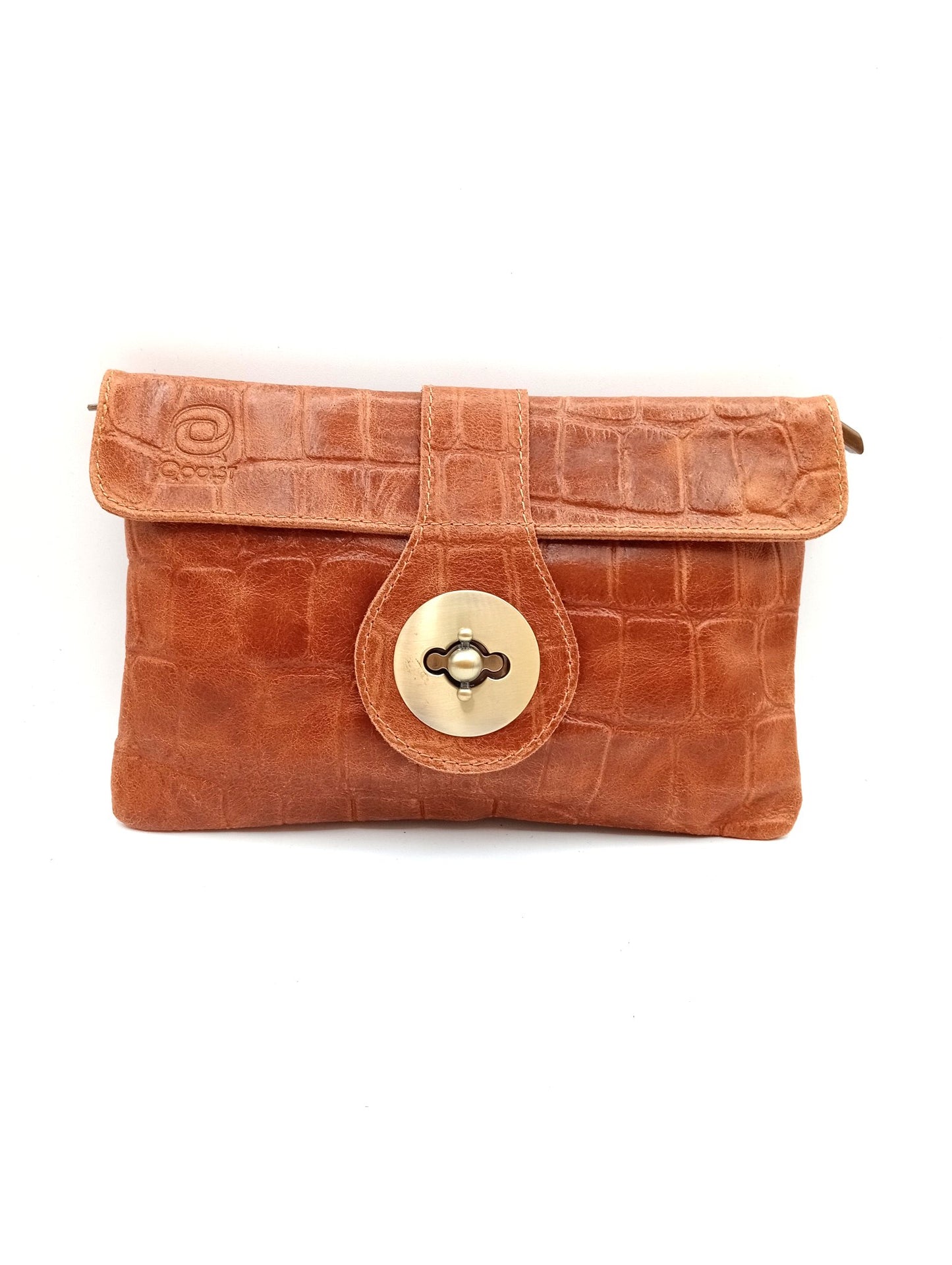 Sac portefeuille femme en cuir avec fermoir en métal gravé crocodile Qoolst