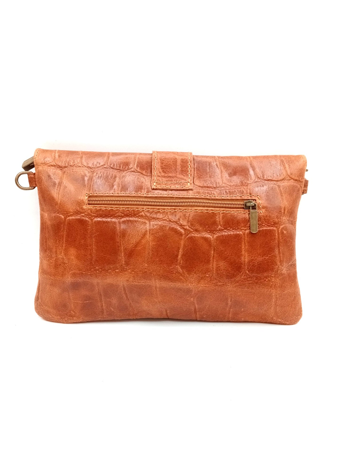 Sac portefeuille femme en cuir avec fermoir en métal gravé crocodile Qoolst
