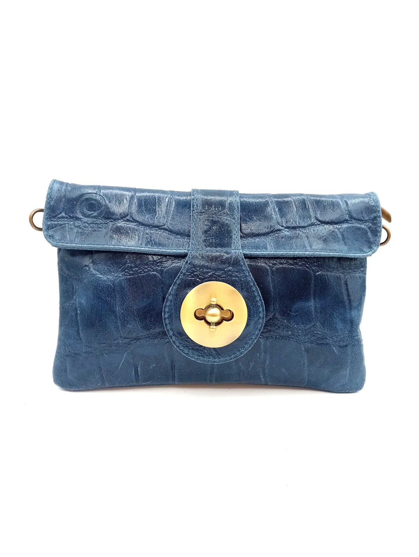Sac portefeuille femme en cuir avec fermoir en métal gravé crocodile Qoolst