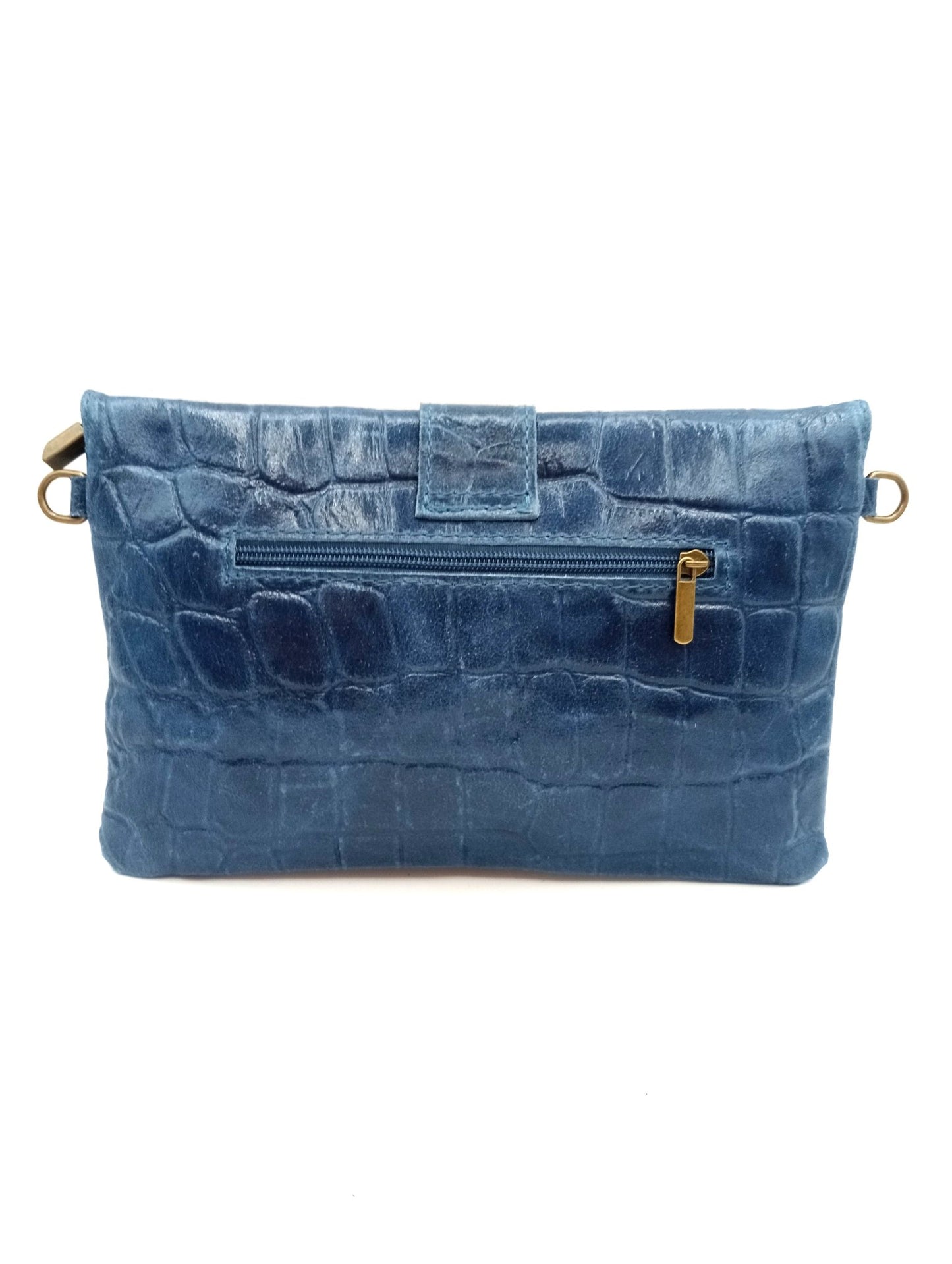 Sac portefeuille femme en cuir avec fermoir en métal gravé crocodile Qoolst
