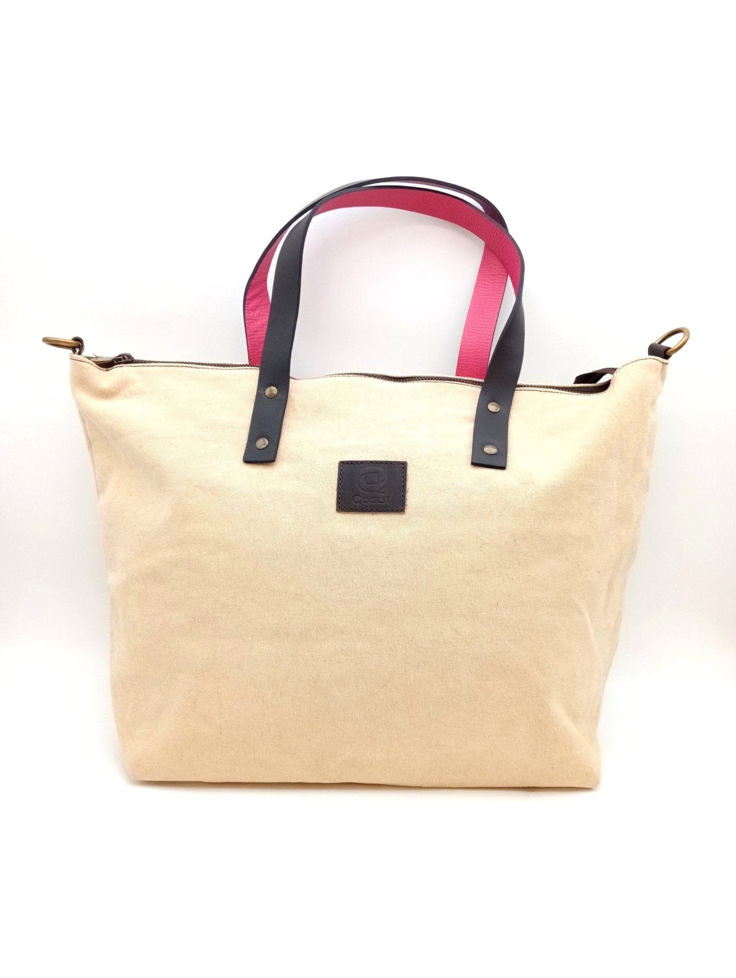 Sac pour femme et homme main et épaule Shopper Trotter cuir et toile de coton Qoolst
