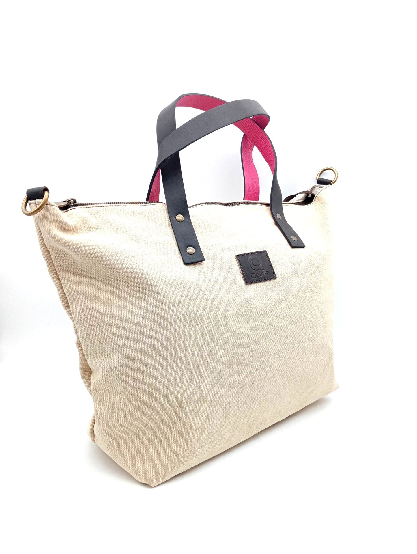 Sac pour femme et homme main et épaule Shopper Trotter cuir et toile de coton Qoolst