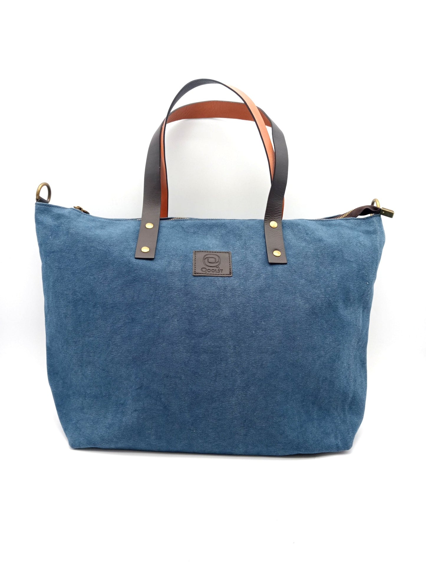 Sac pour femme et homme main et épaule Shopper Trotter cuir et toile de coton Qoolst