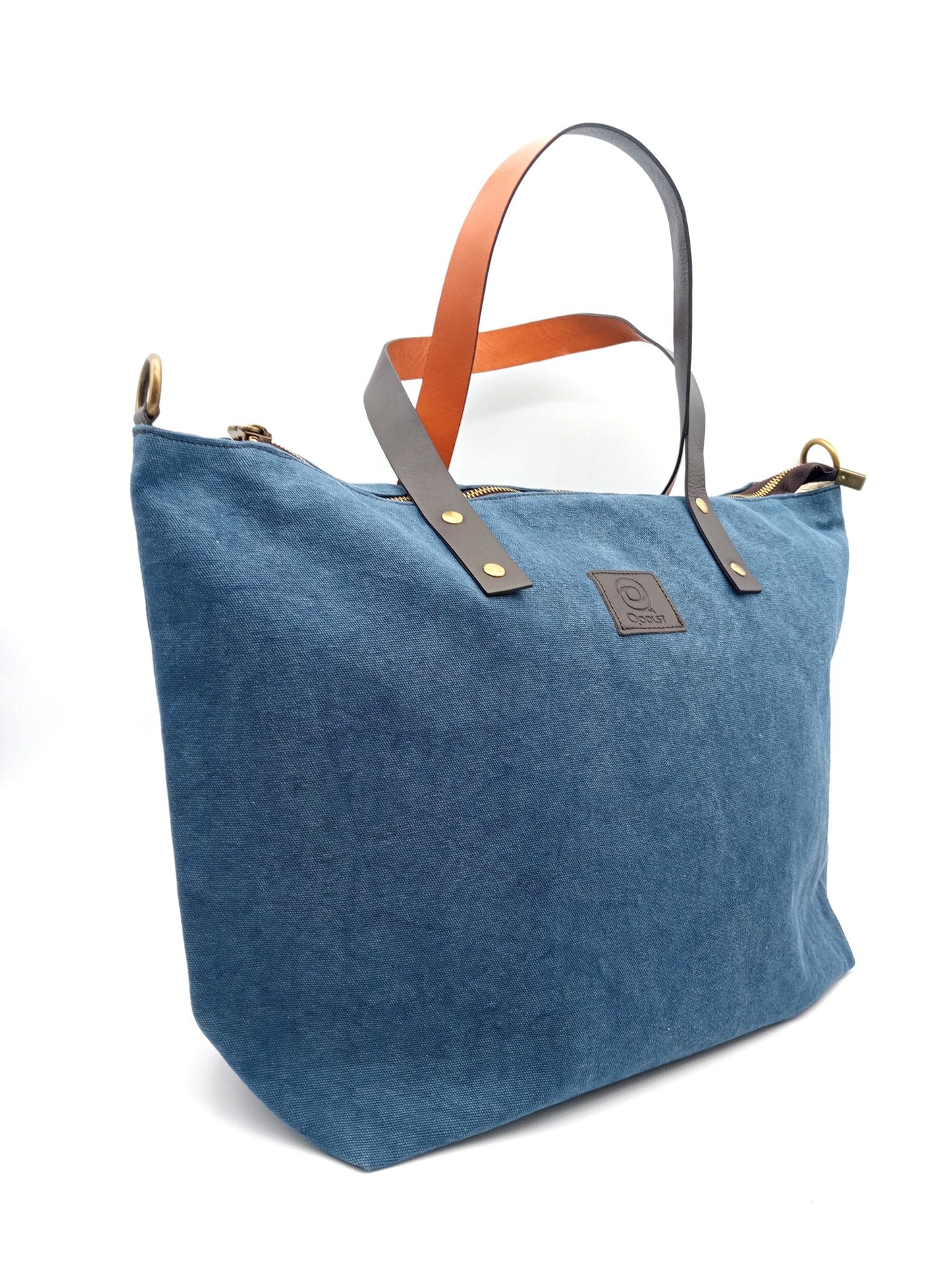 Sac pour femme et homme main et épaule Shopper Trotter cuir et toile de coton Qoolst