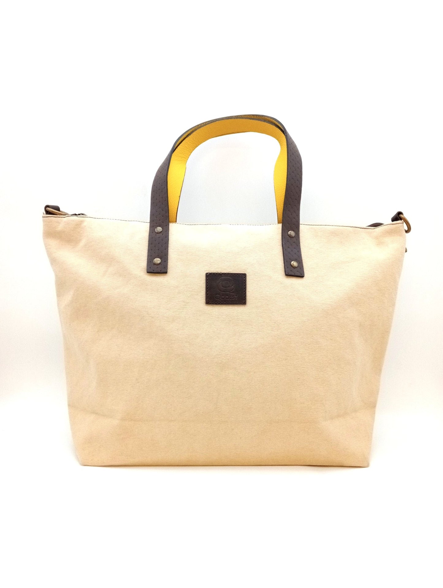 Sac pour femme et homme main et épaule Shopper Trotter cuir et toile de coton Qoolst