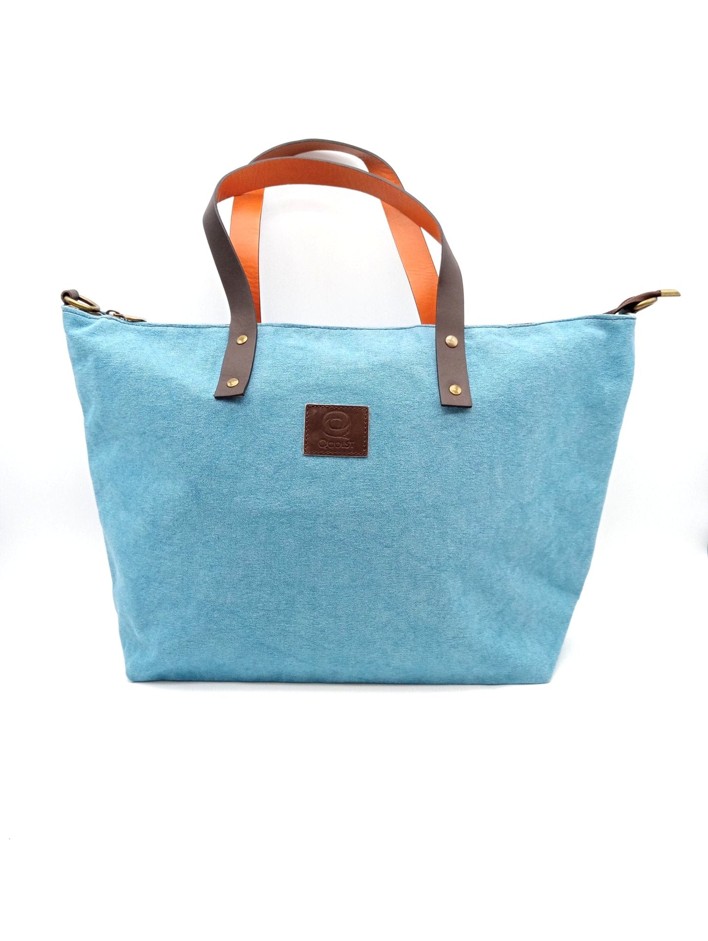Sac pour femme et homme main et épaule Shopper Trotter cuir et toile de coton Qoolst