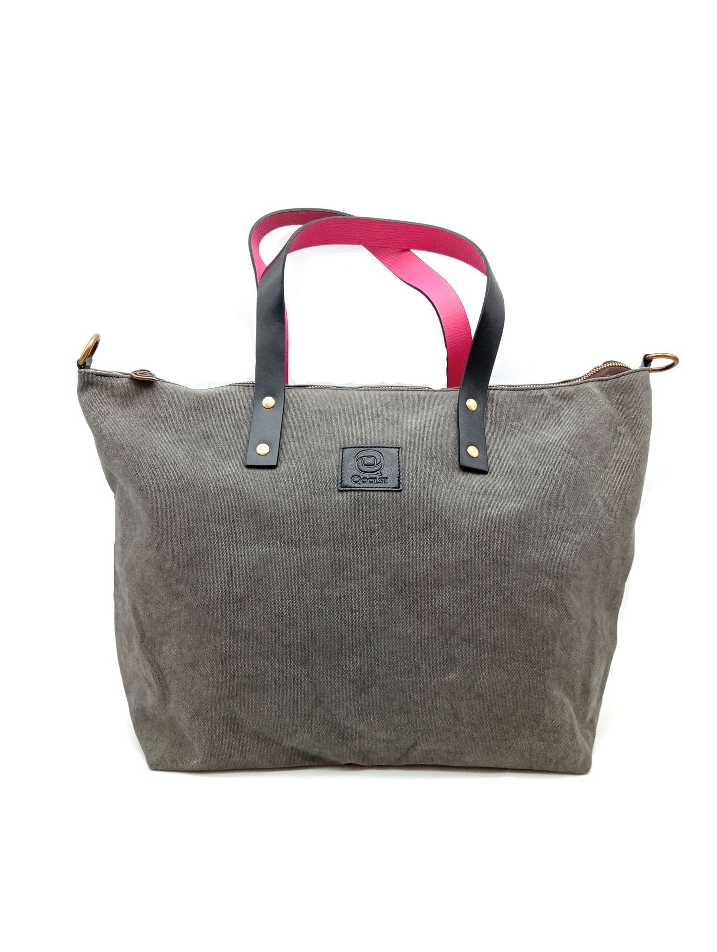 Sac pour femme et homme main et épaule Shopper Trotter cuir et toile de coton Qoolst