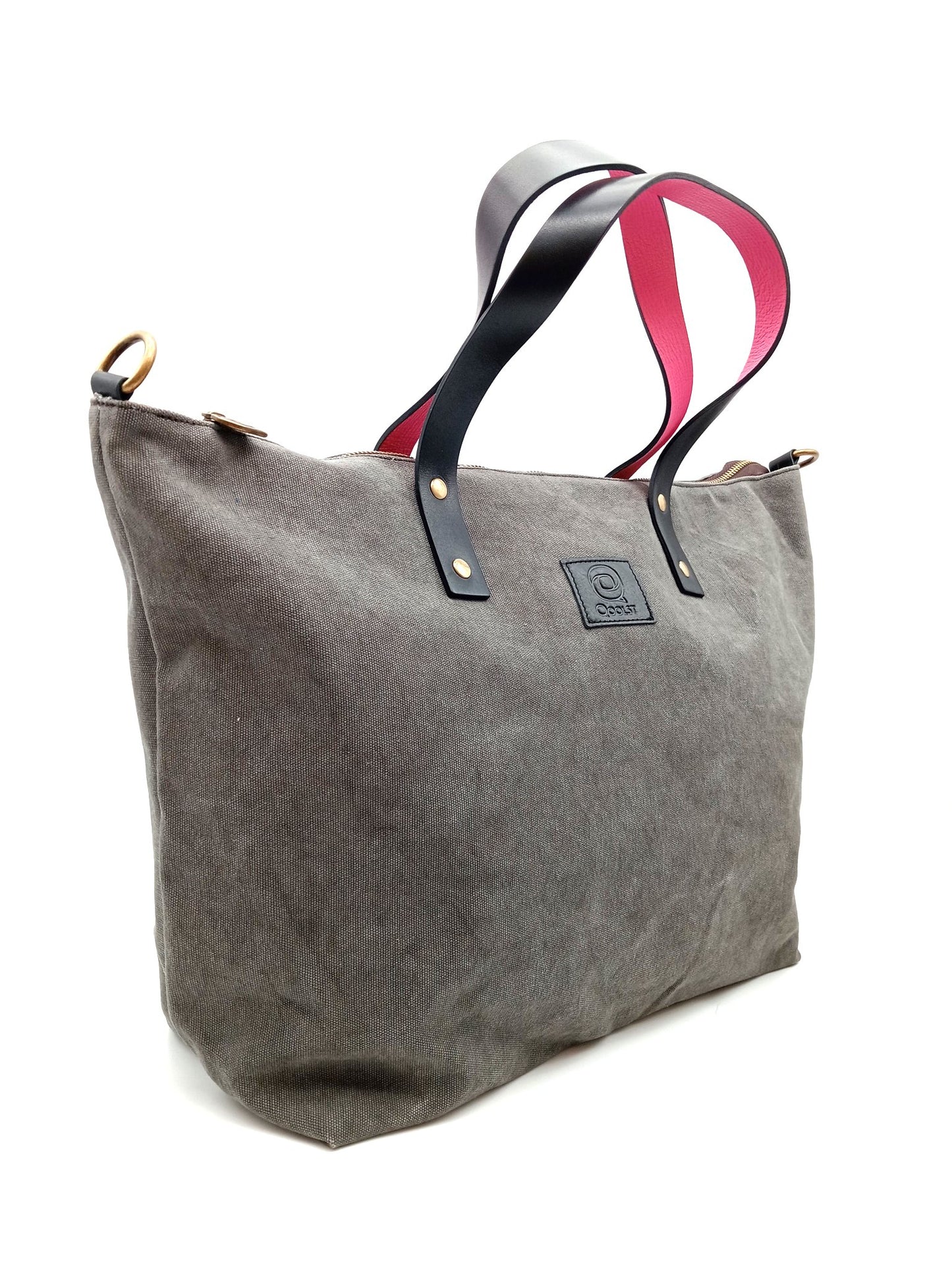 Sac pour femme et homme main et épaule Shopper Trotter cuir et toile de coton Qoolst