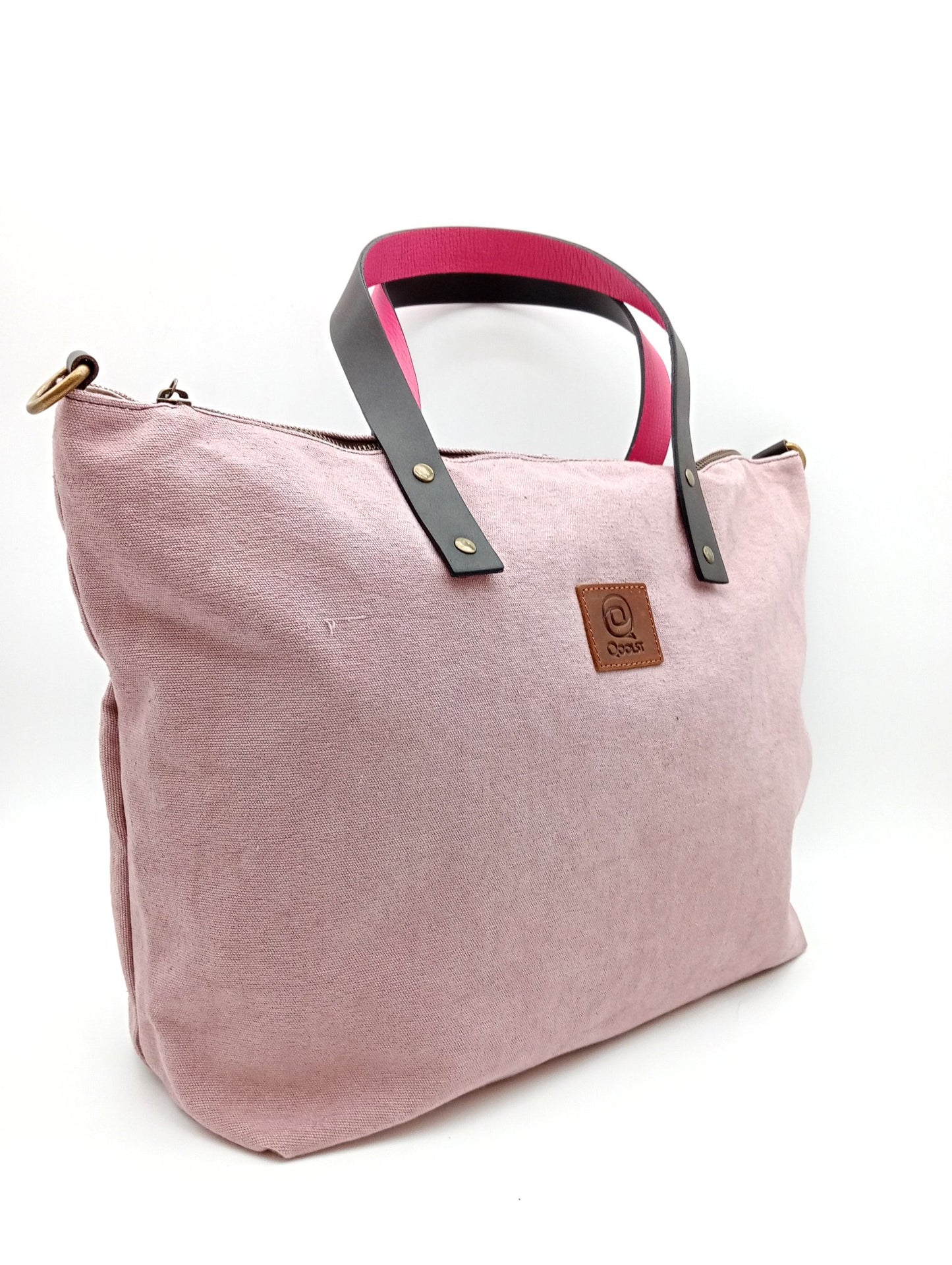 Sac pour femme et homme main et épaule Shopper Trotter cuir et toile de coton Qoolst