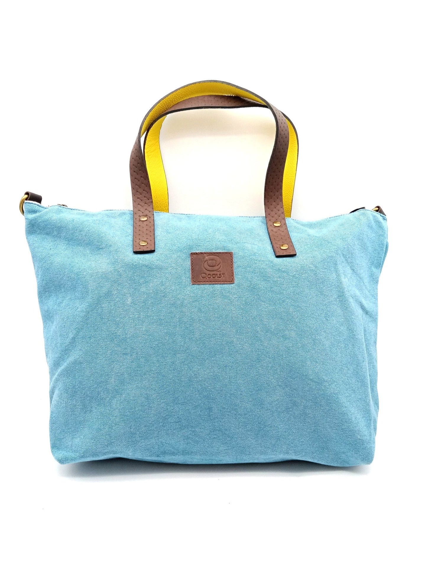 Sac pour femme et homme main et épaule Shopper Trotter cuir et toile de coton Qoolst